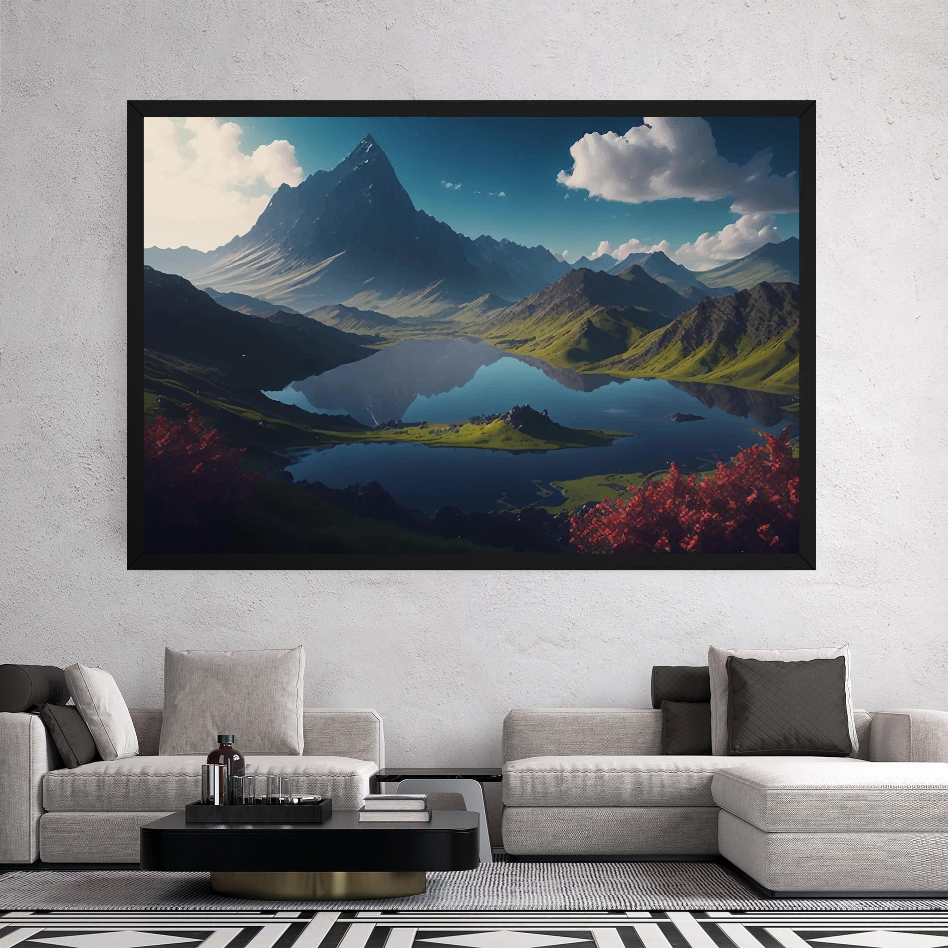 Leinwandbild Red Flower Lake mockup 2