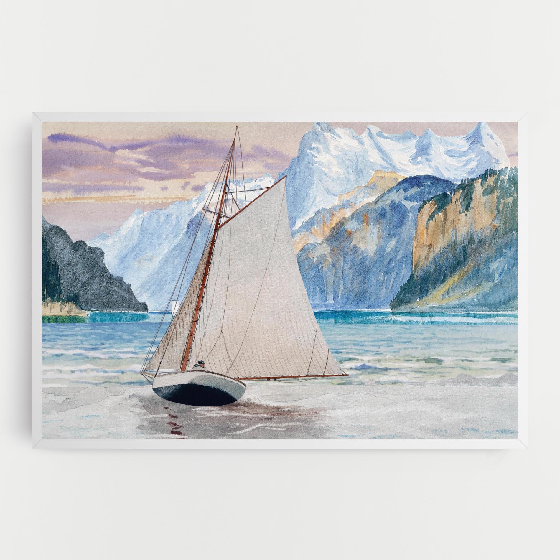 Leinwandbild Boat Mountain View mockup 0