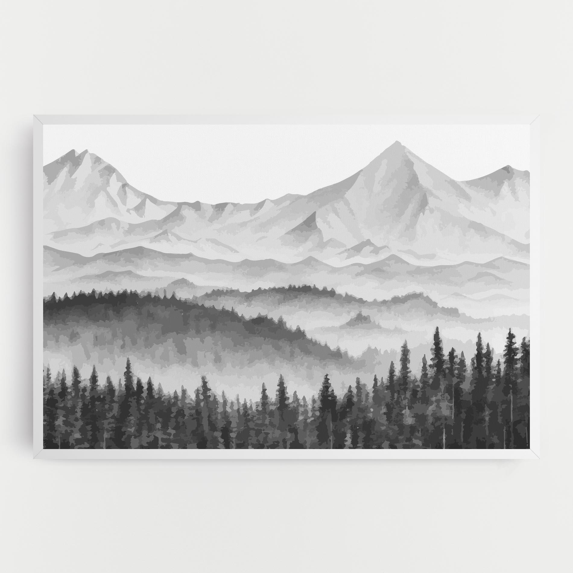 Leinwandbild Grey Mountain Drawing mockup 0