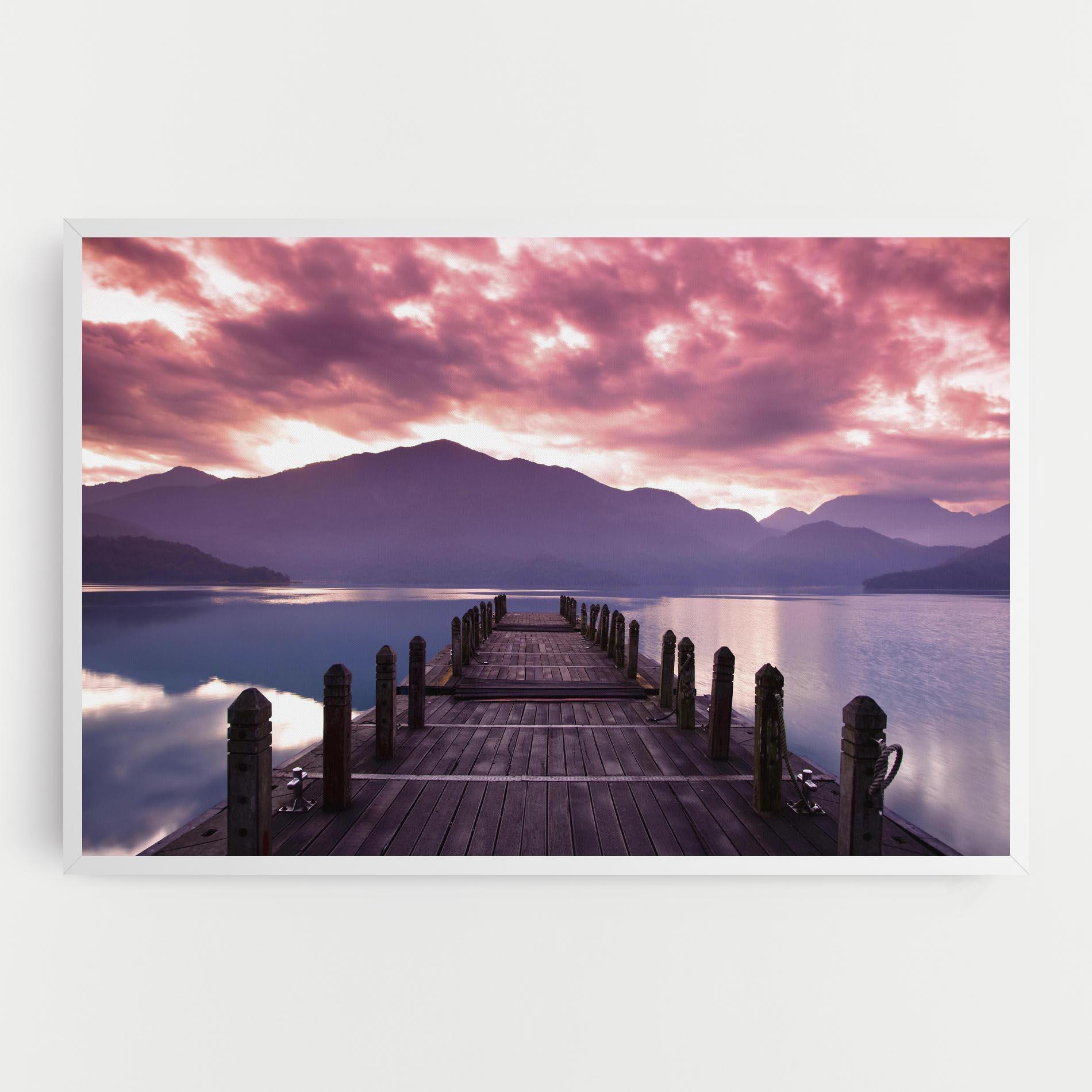Leinwandbild Pink Sky Over The Lake mockup 0
