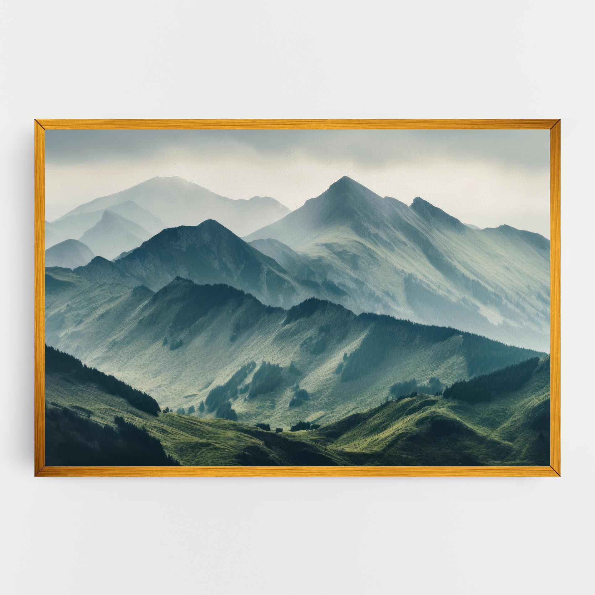 Leinwandbild Amazing Foggy Mountain mockup 0