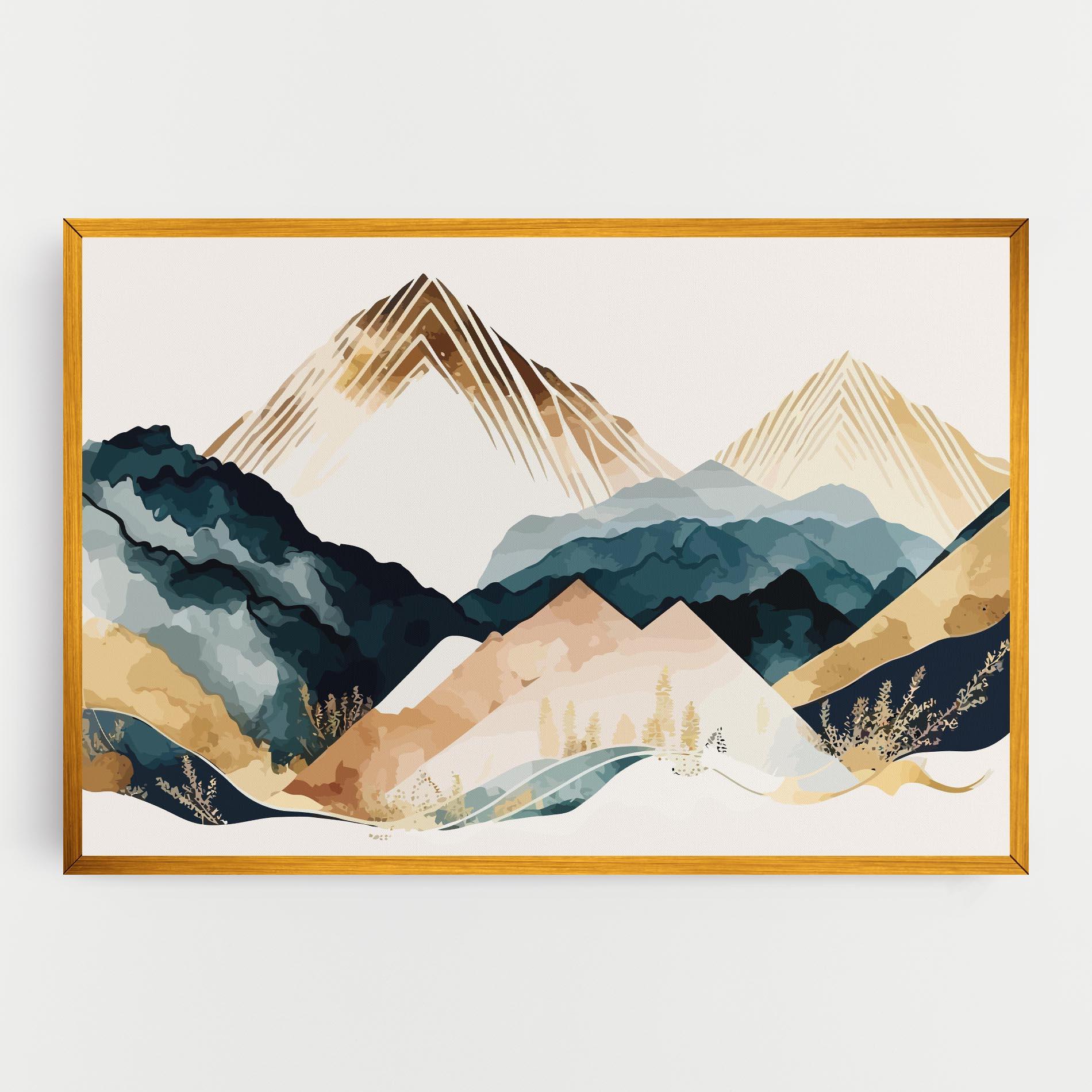 Leinwandbild Gold Green Mountain mockup 0