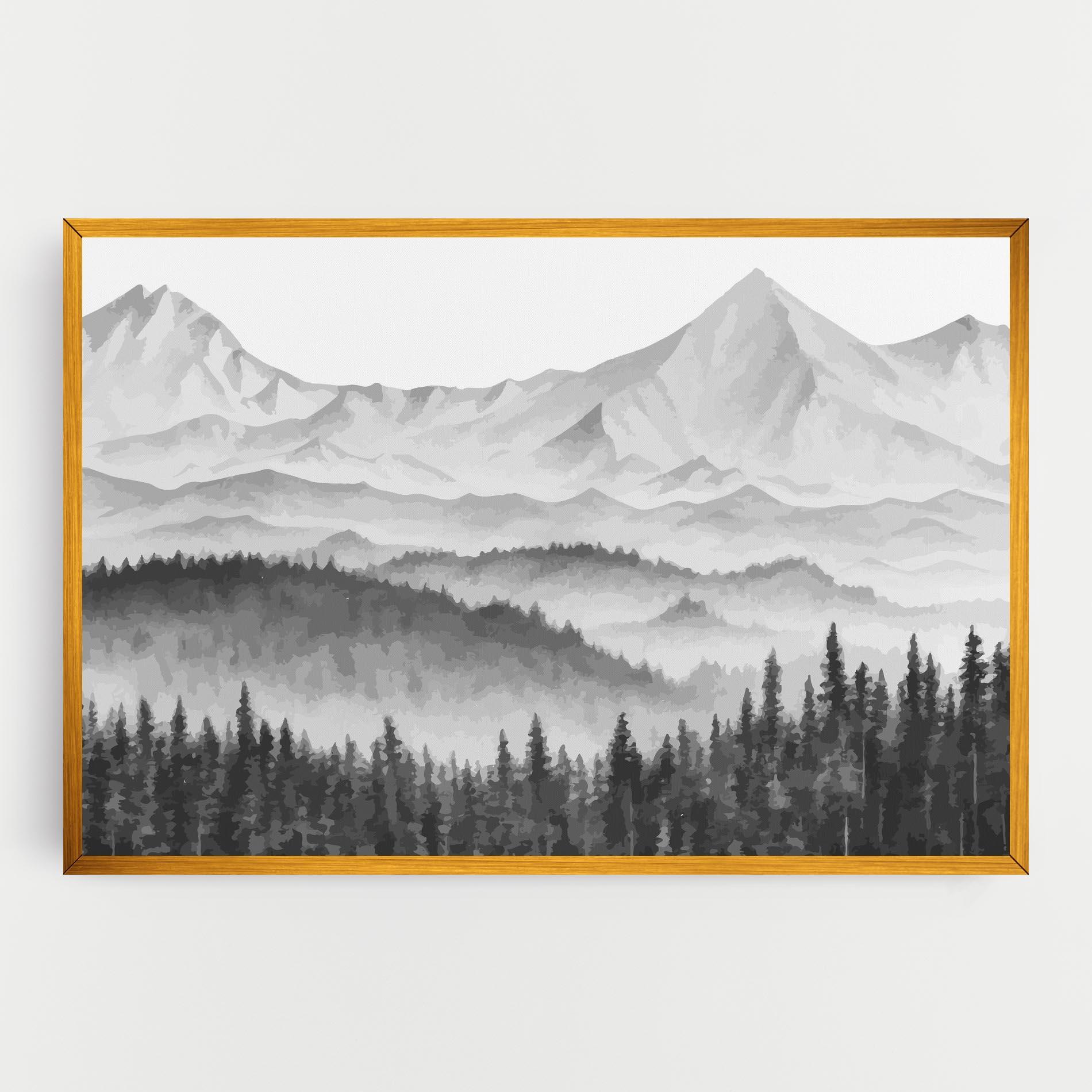 Leinwandbild Grey Mountain Drawing mockup 0