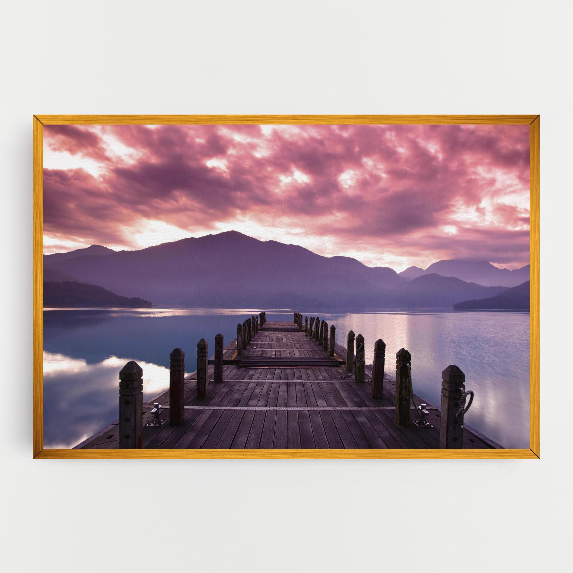 Leinwandbild Pink Sky Over The Lake mockup 0