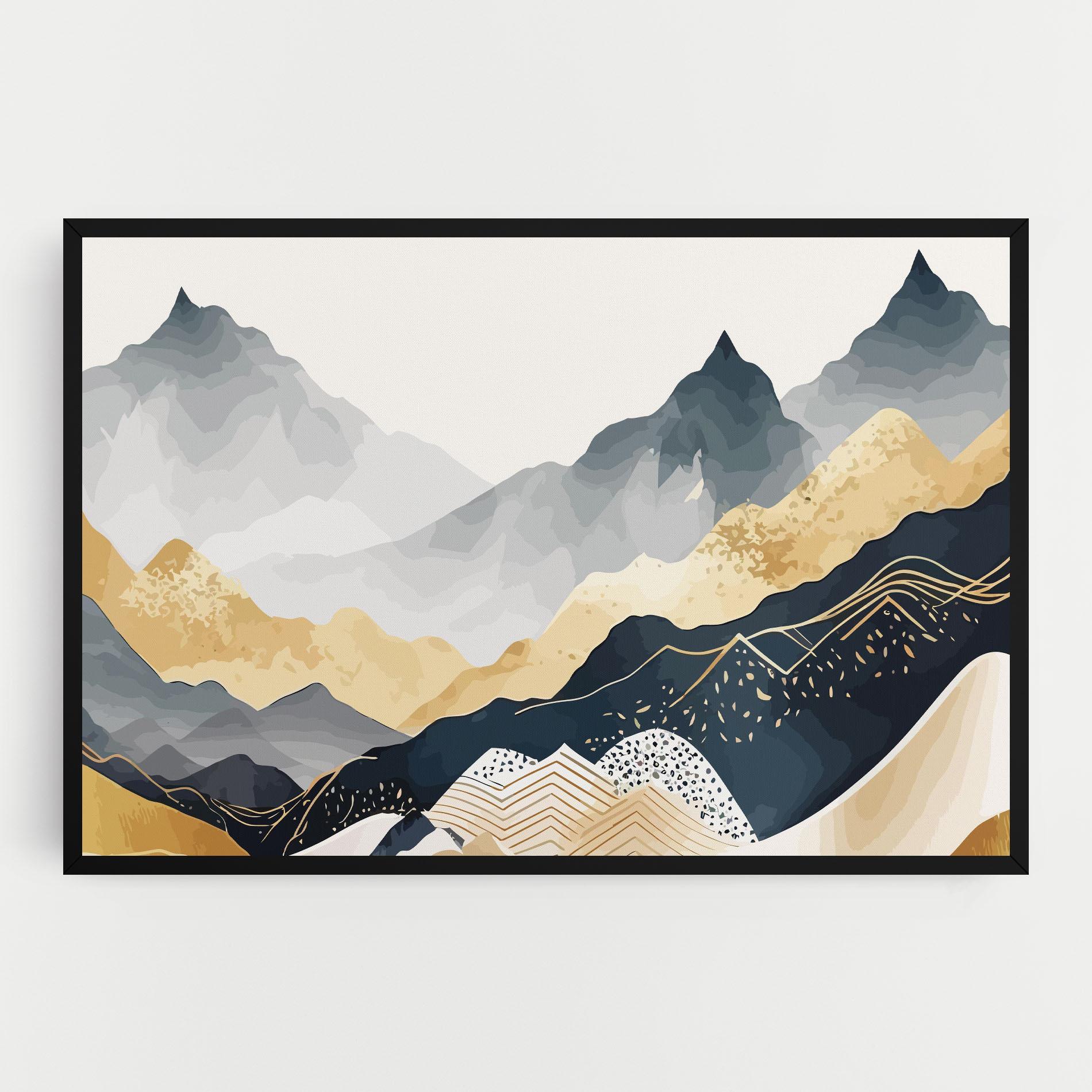 Leinwandbild Blue Gold Mountain mockup 0