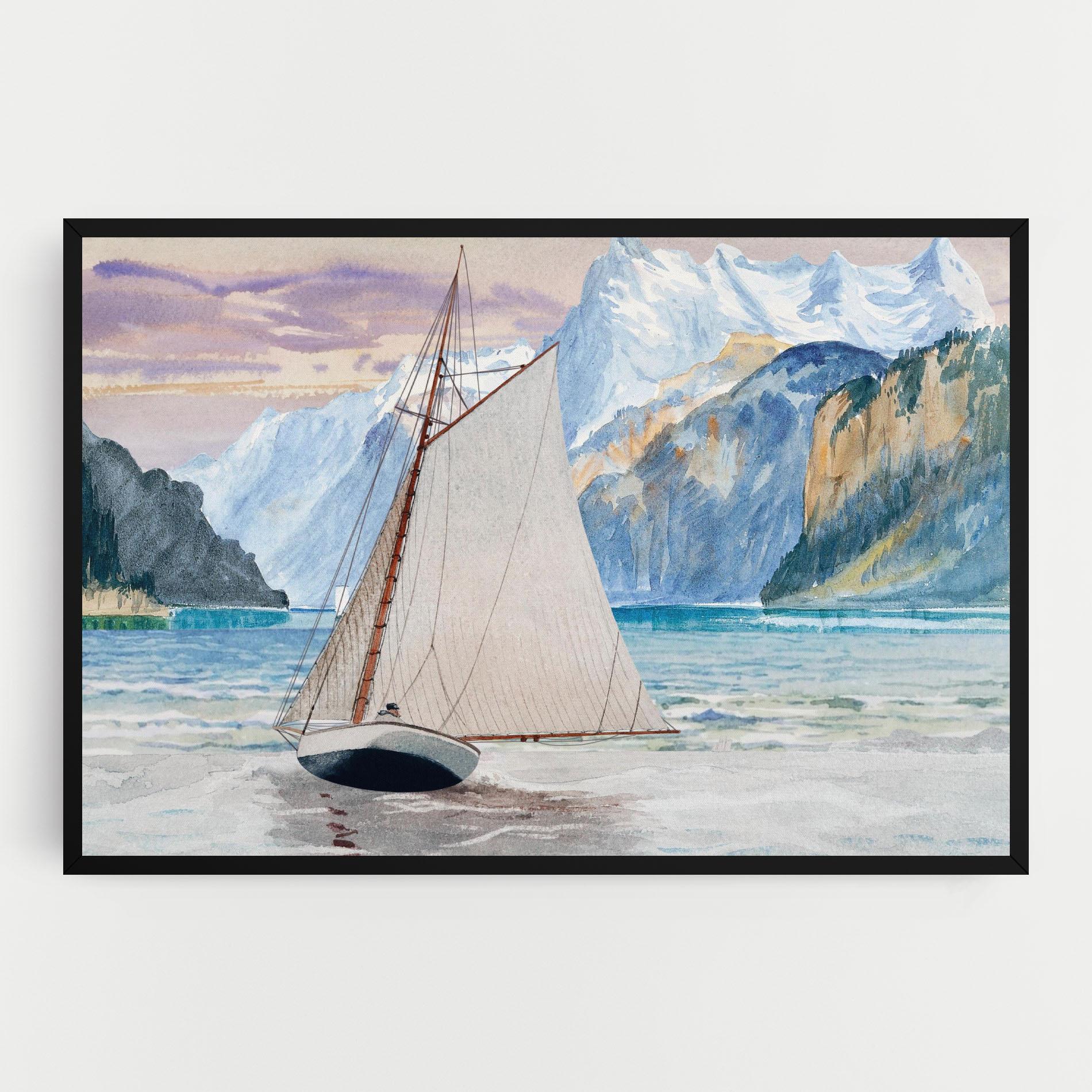 Leinwandbild Boat Mountain View mockup 0