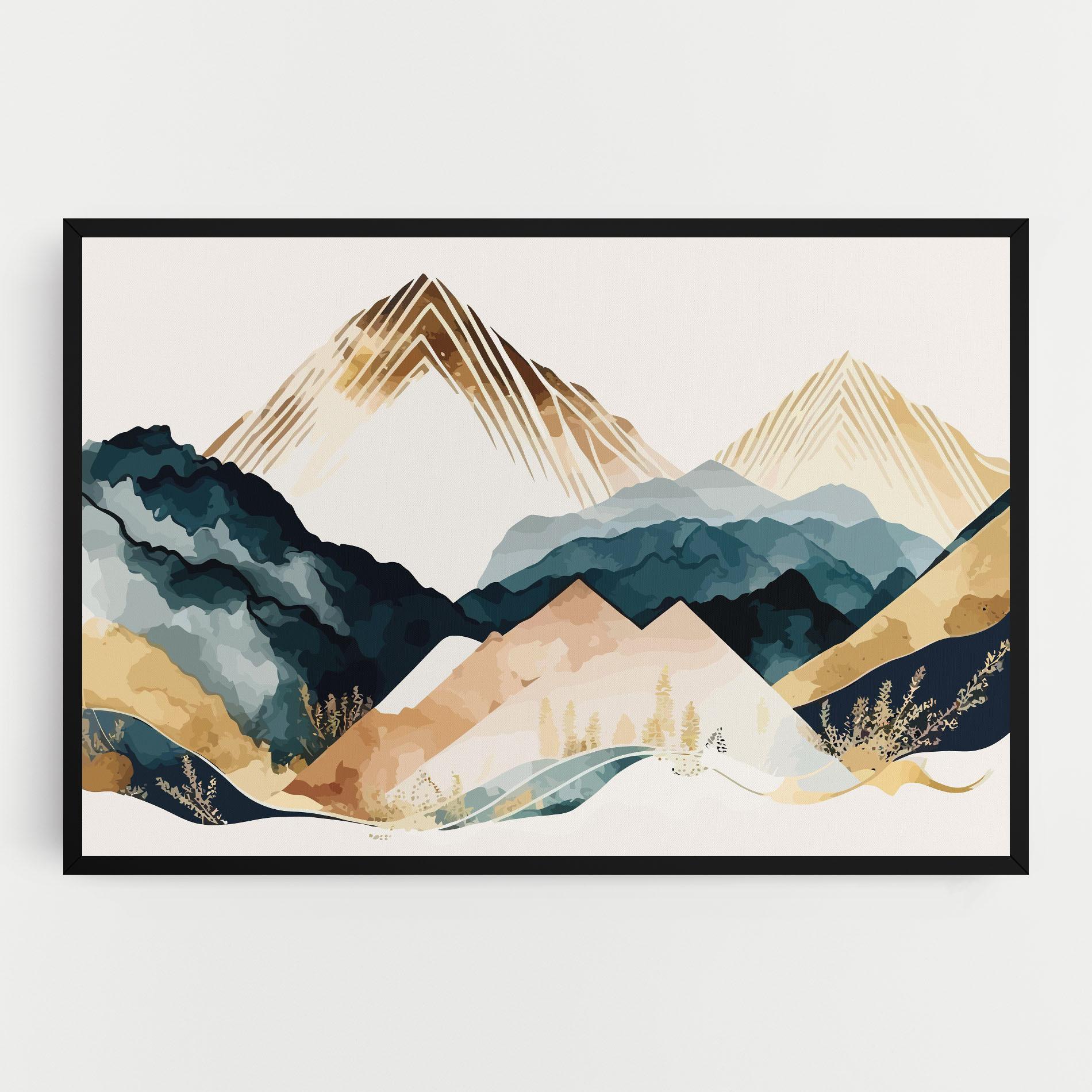 Leinwandbild Gold Green Mountain mockup 0