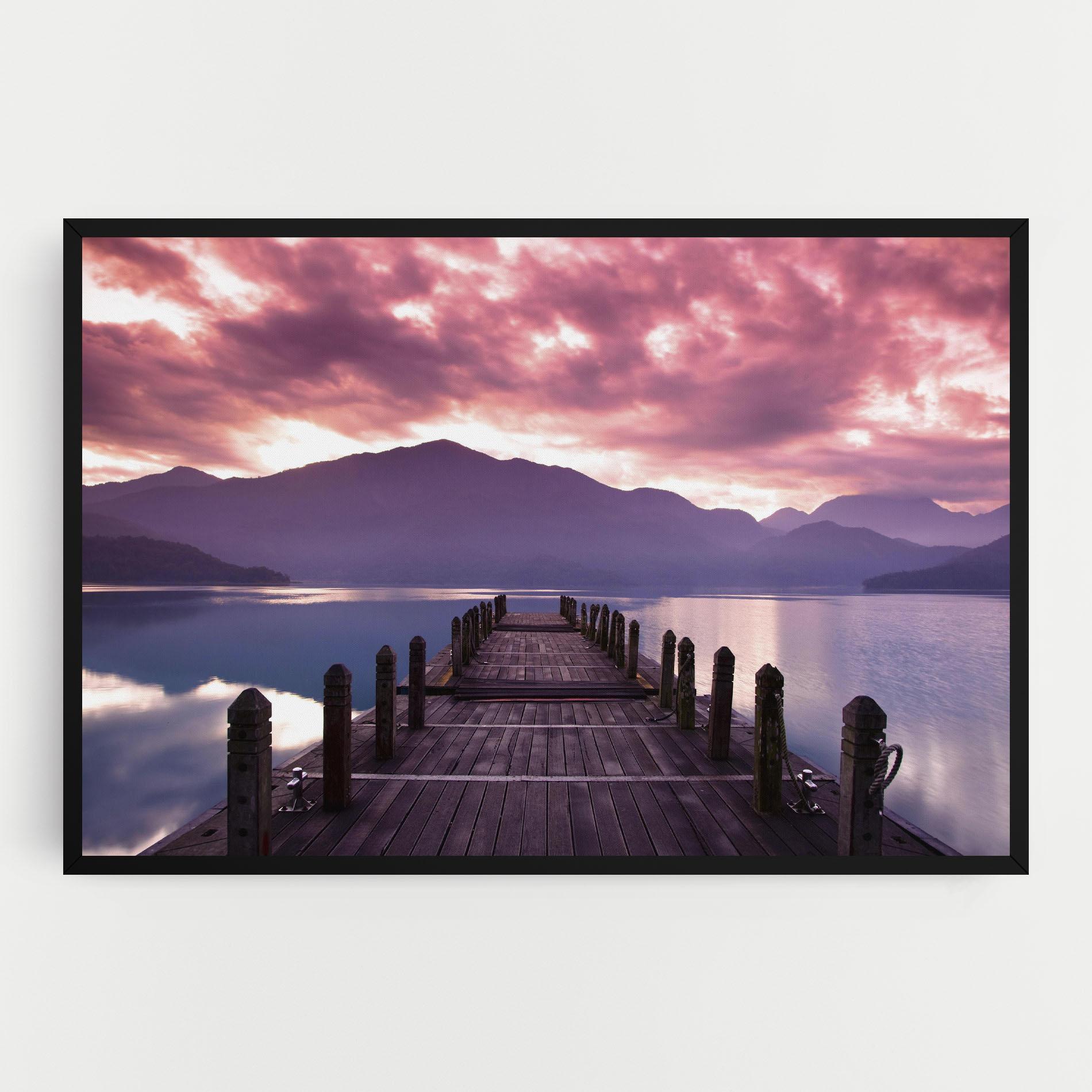 Leinwandbild Pink Sky Over The Lake mockup 0