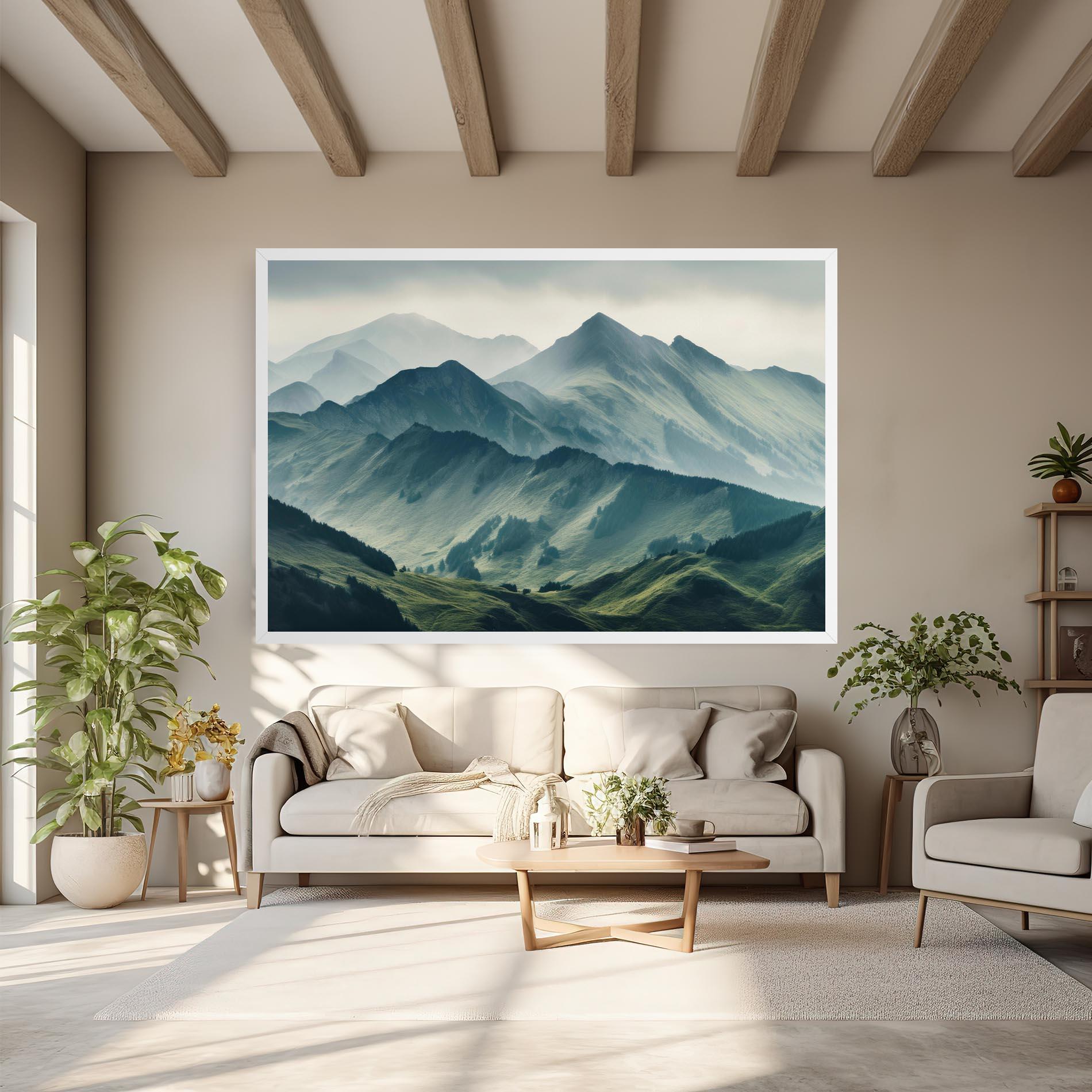 Leinwandbild Amazing Foggy Mountain mockup 6