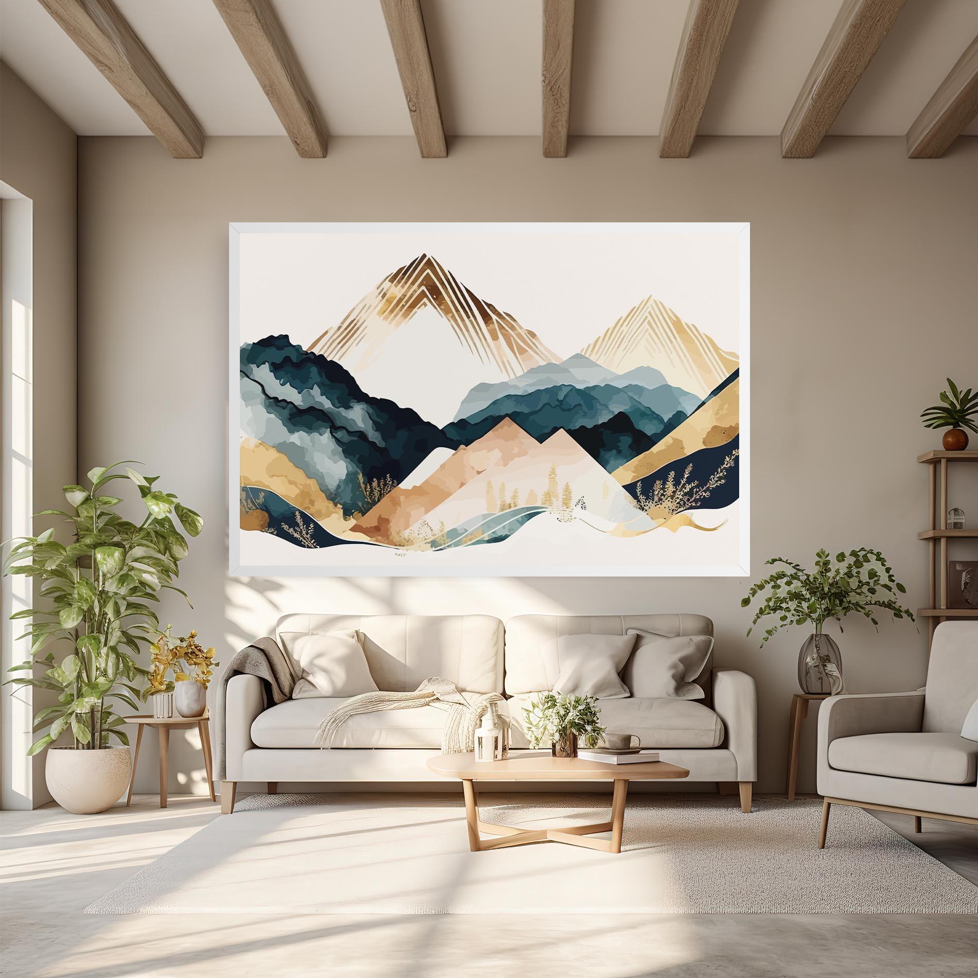 Leinwandbild Gold Green Mountain mockup 6