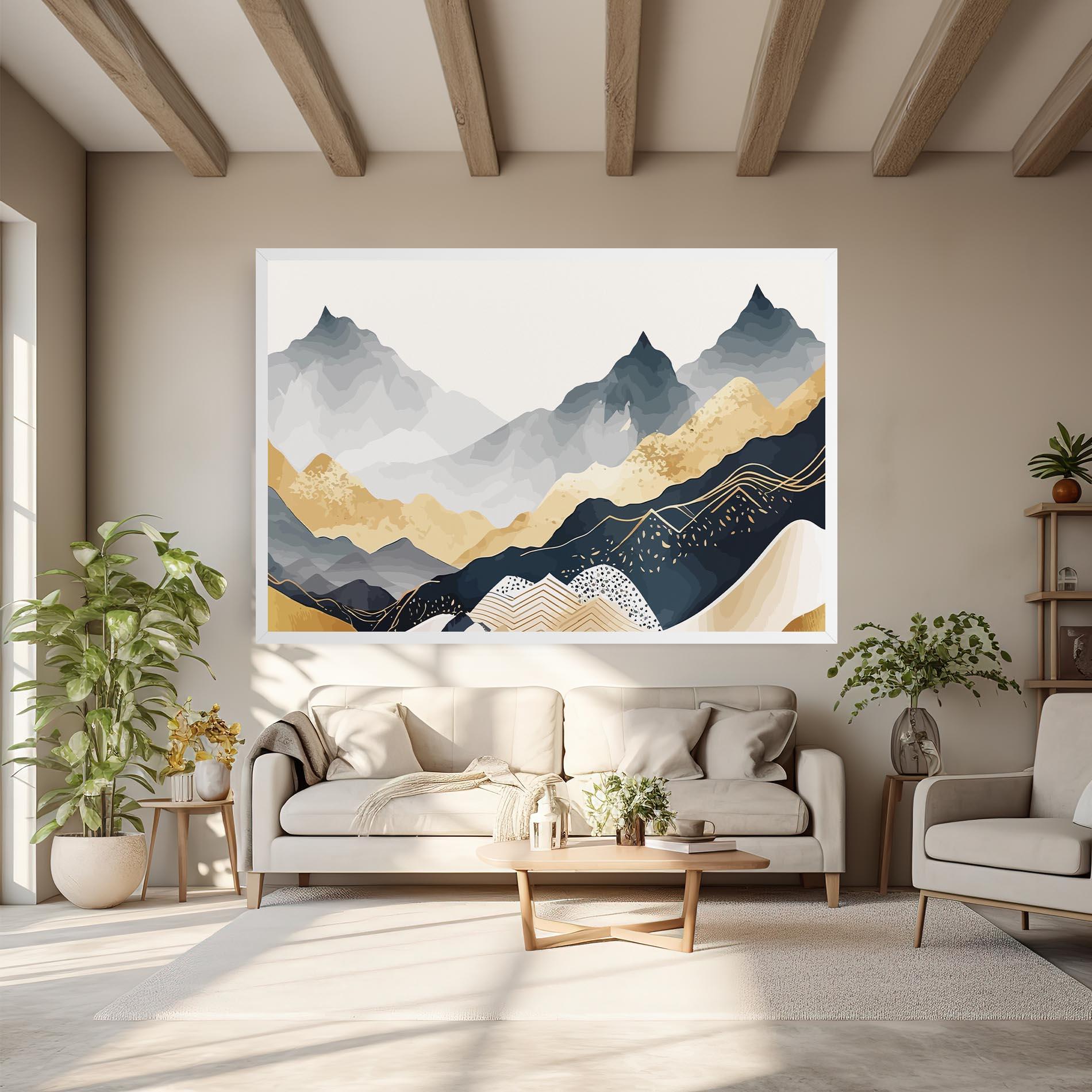 Leinwandbild Gold Grey Mountain mockup 6