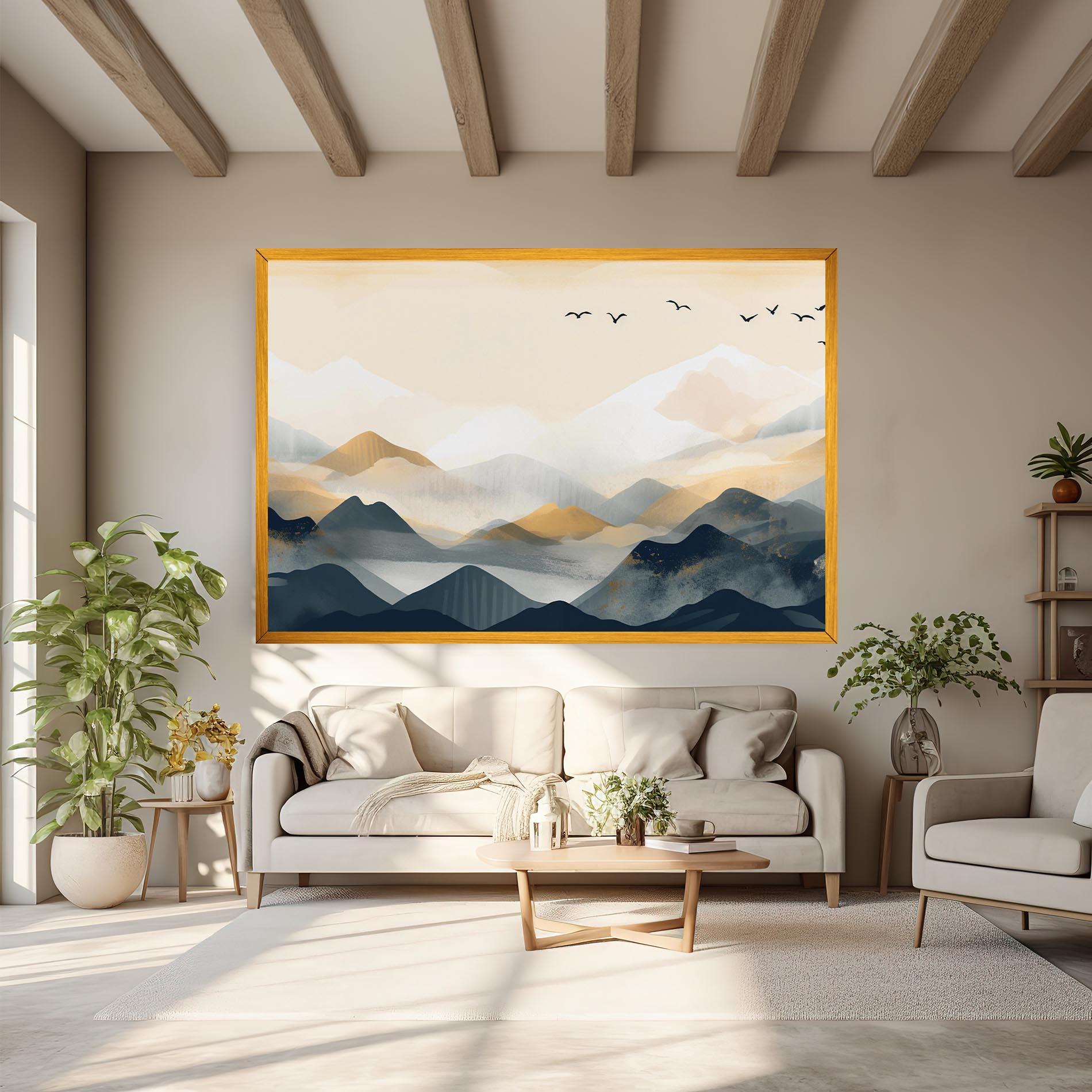 Leinwandbild Gold Foggy Blue mockup 6