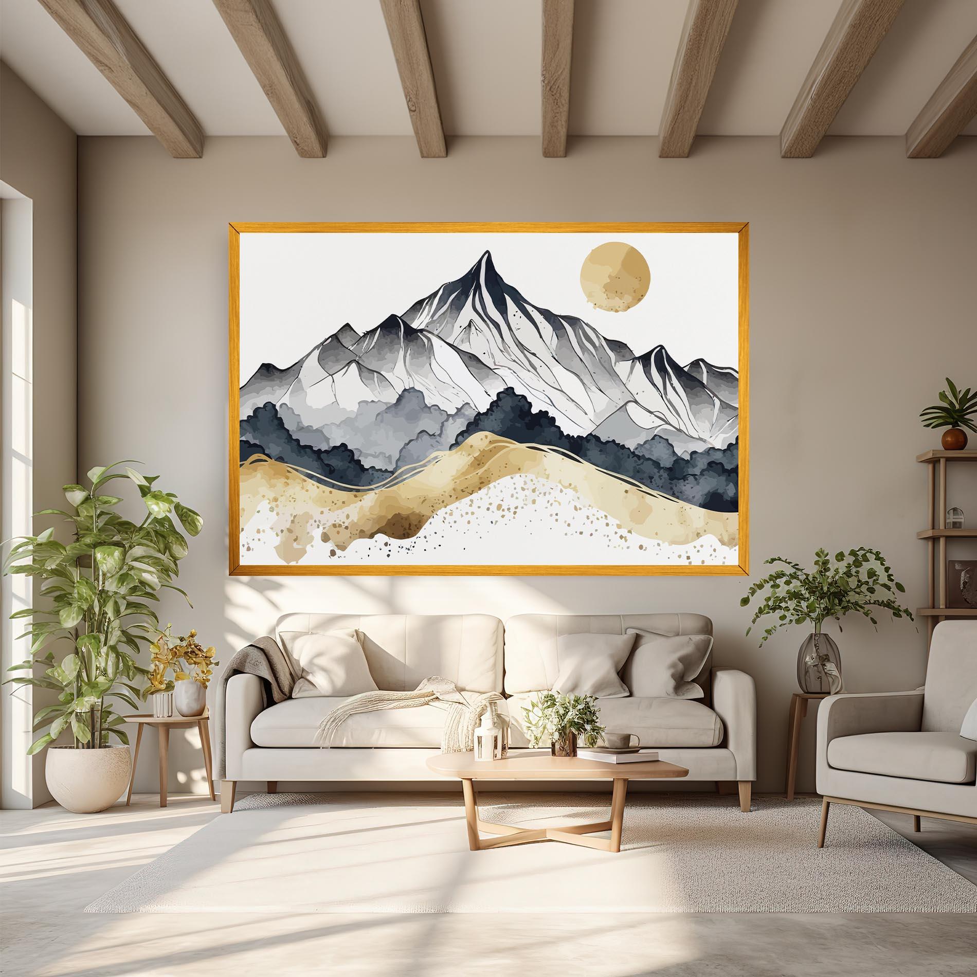 Leinwandbild Grey Gold Mountain mockup 6
