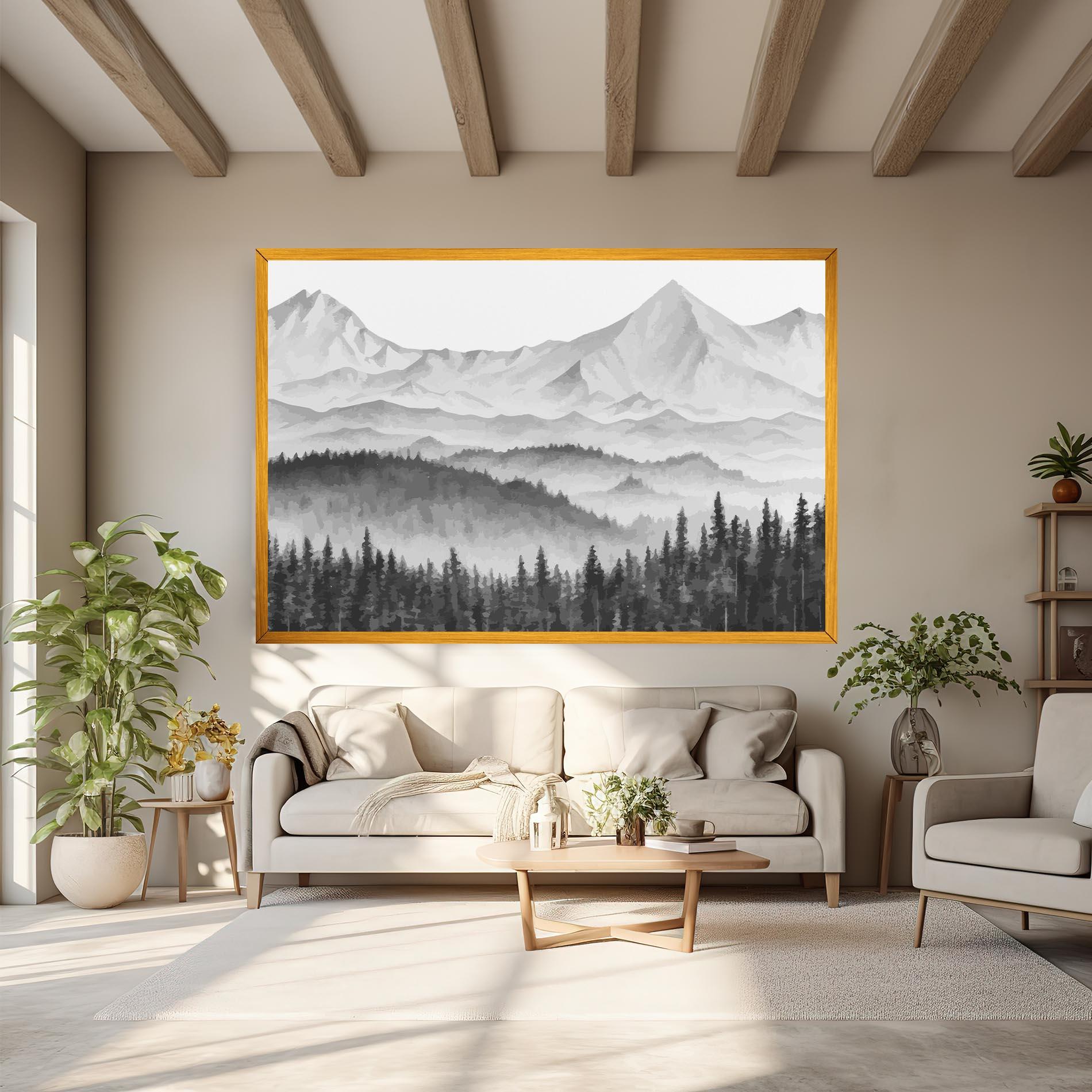 Leinwandbild Grey Mountain Drawing mockup 6
