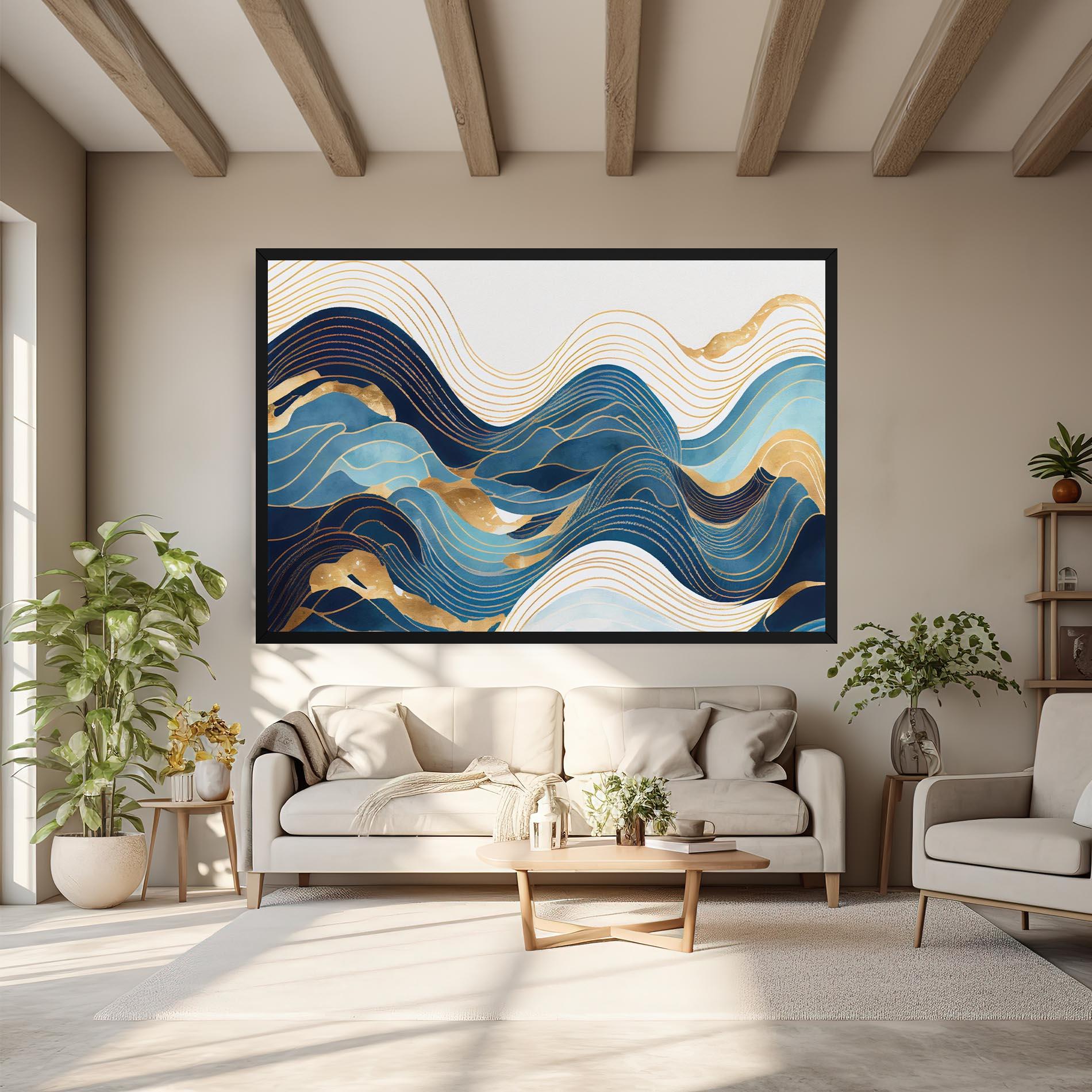 Leinwandbild Blue Wave Mountain mockup 6