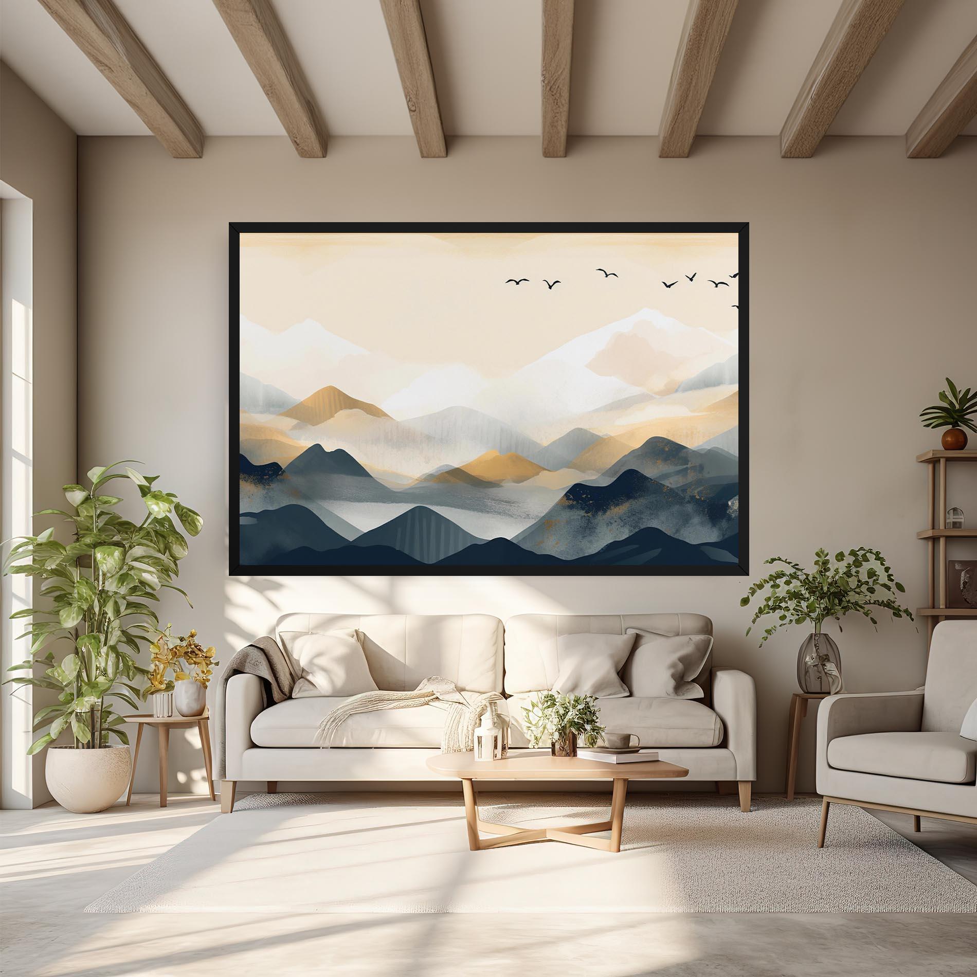 Leinwandbild Gold Foggy Blue mockup 6