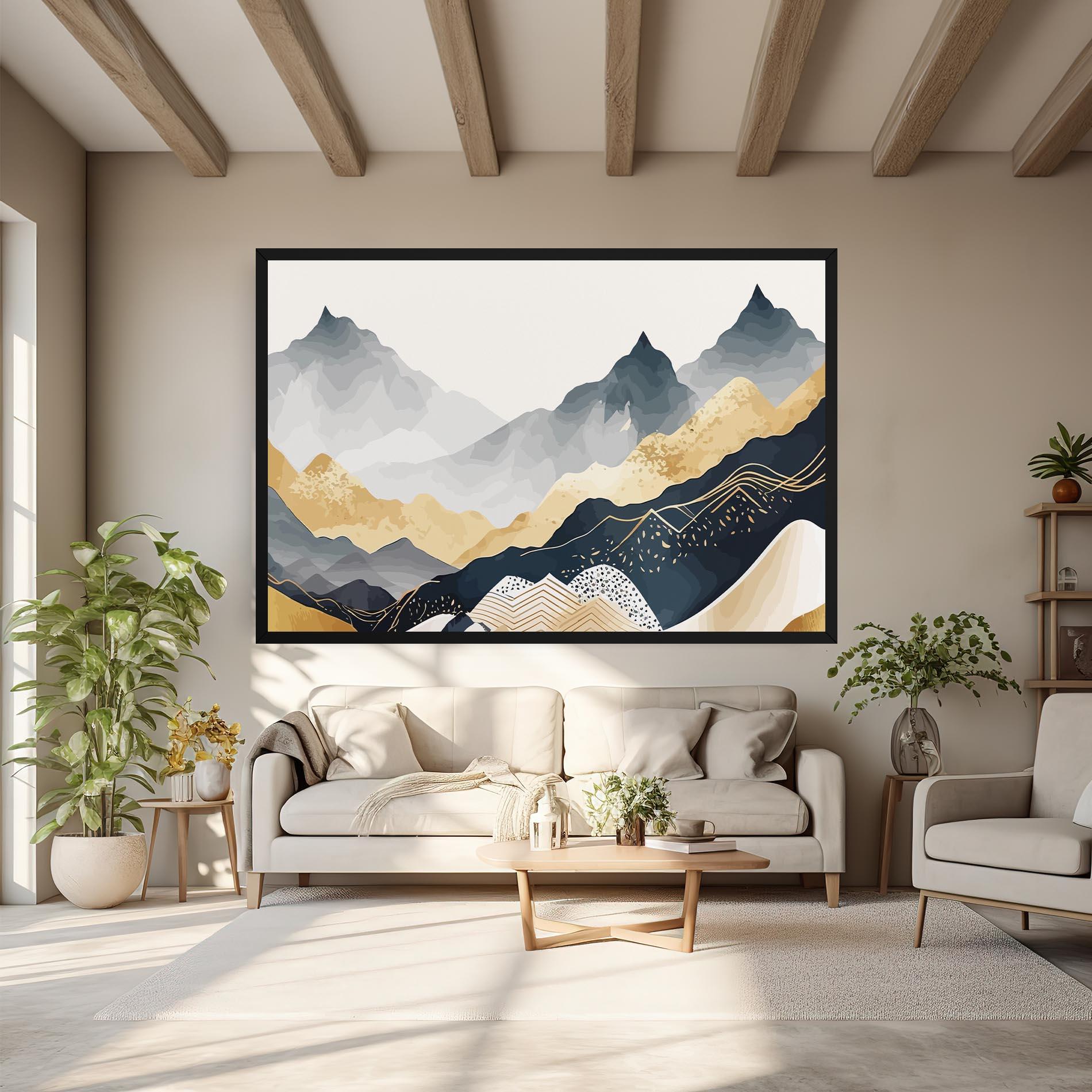 Leinwandbild Gold Grey Mountain mockup 6