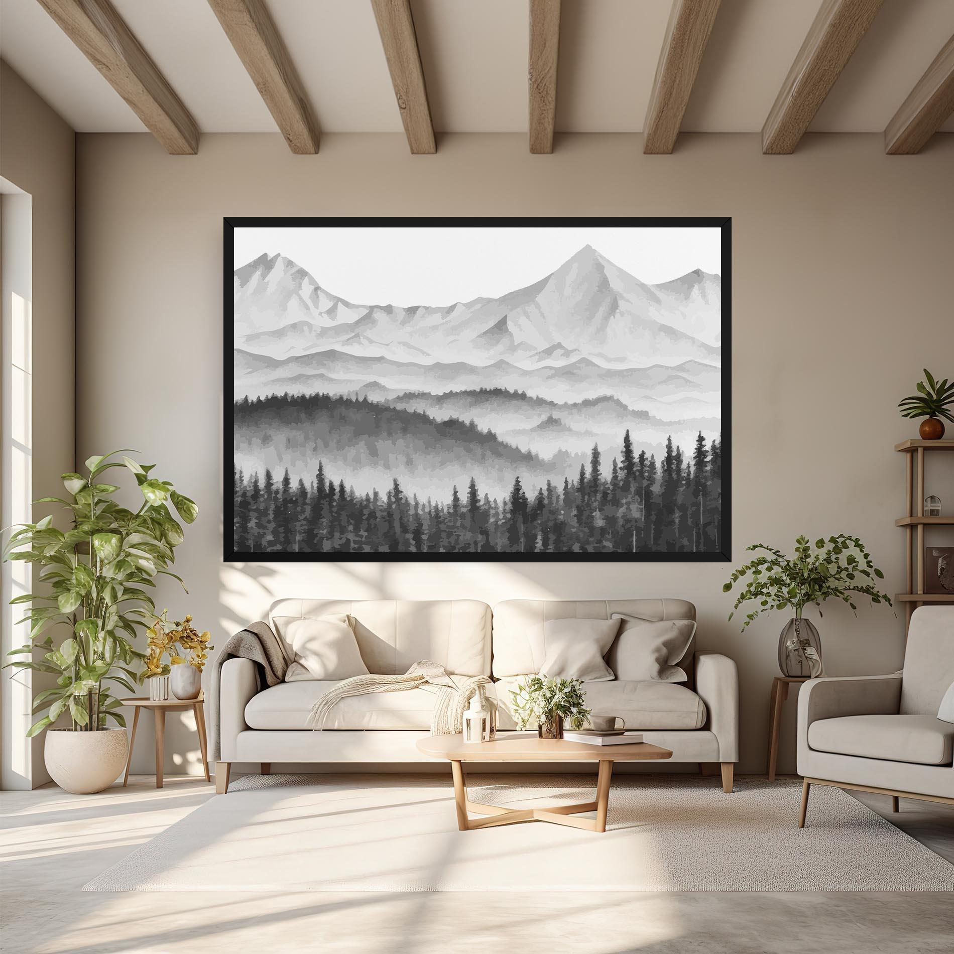 Leinwandbild Grey Mountain Drawing mockup 6