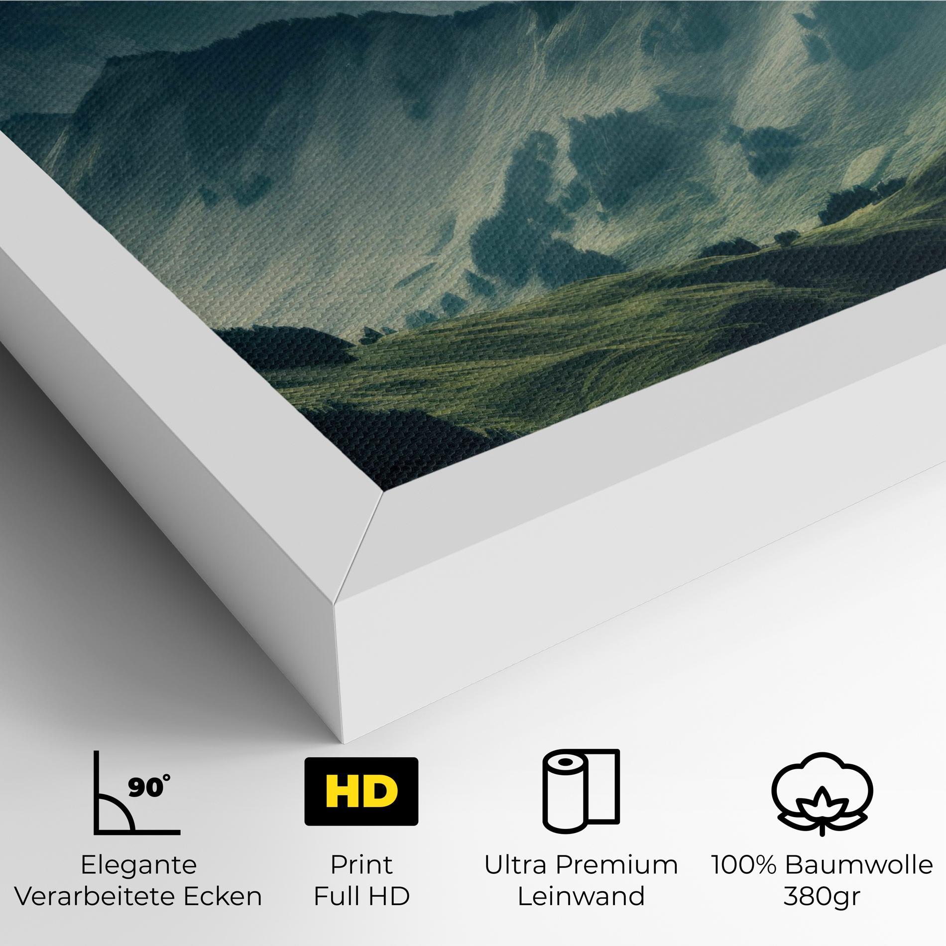 Leinwandbild Amazing Foggy Mountain mockup 4