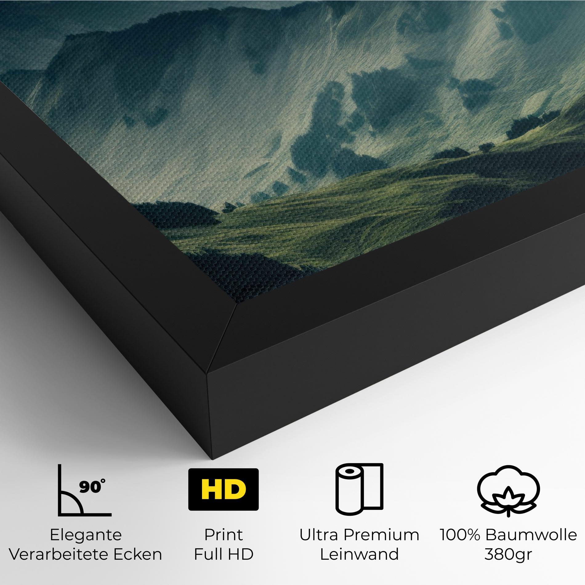 Leinwandbild Amazing Foggy Mountain mockup 4