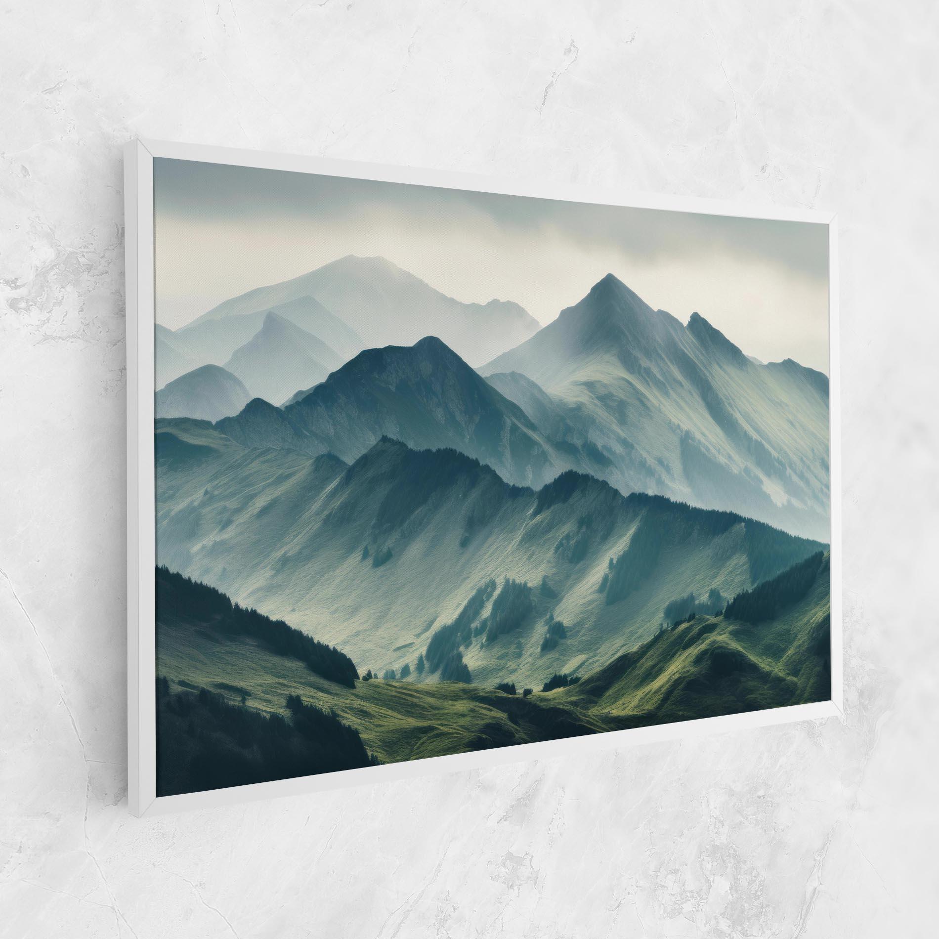 Leinwandbild Amazing Foggy Mountain mockup 1