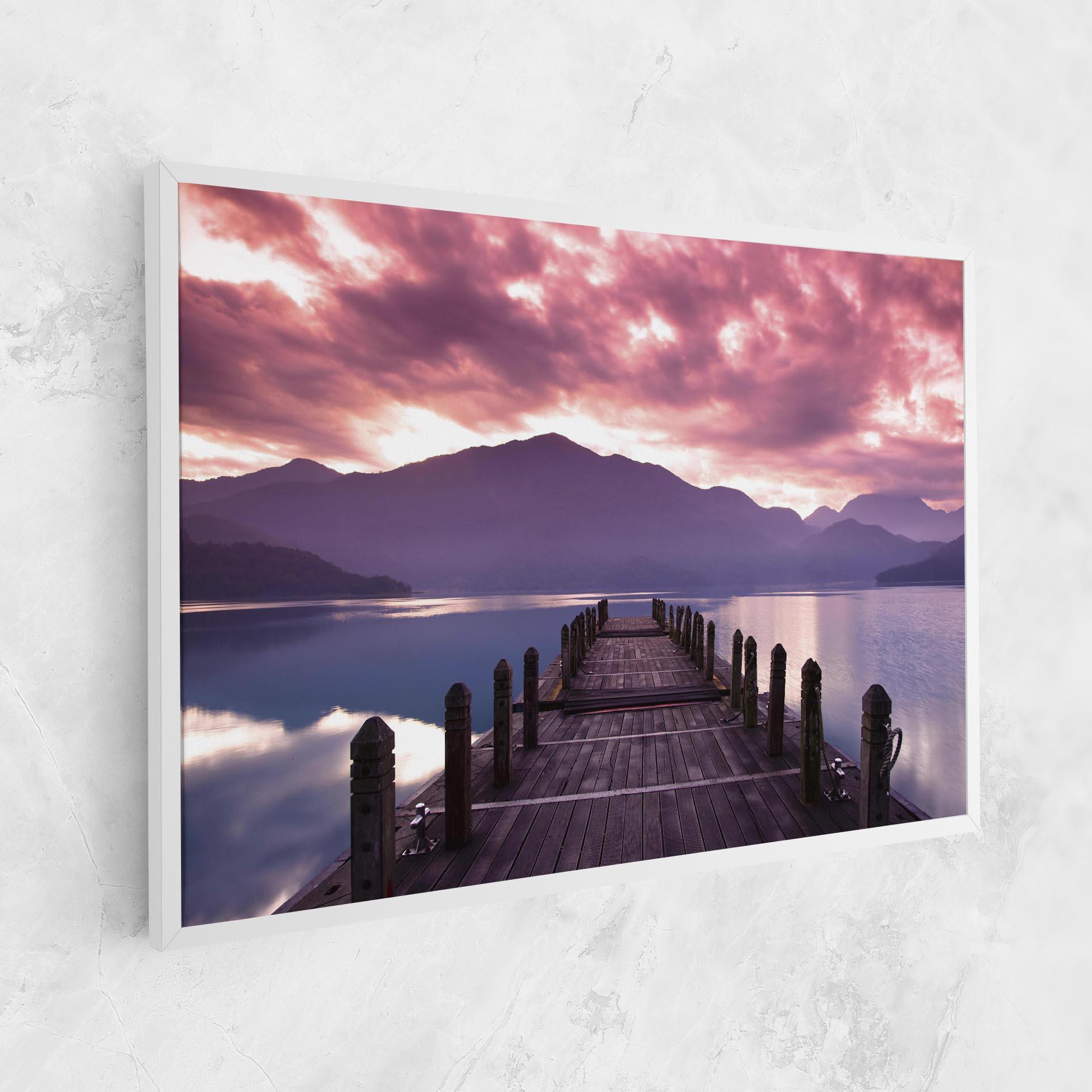 Leinwandbild Pink Sky Over The Lake mockup 1