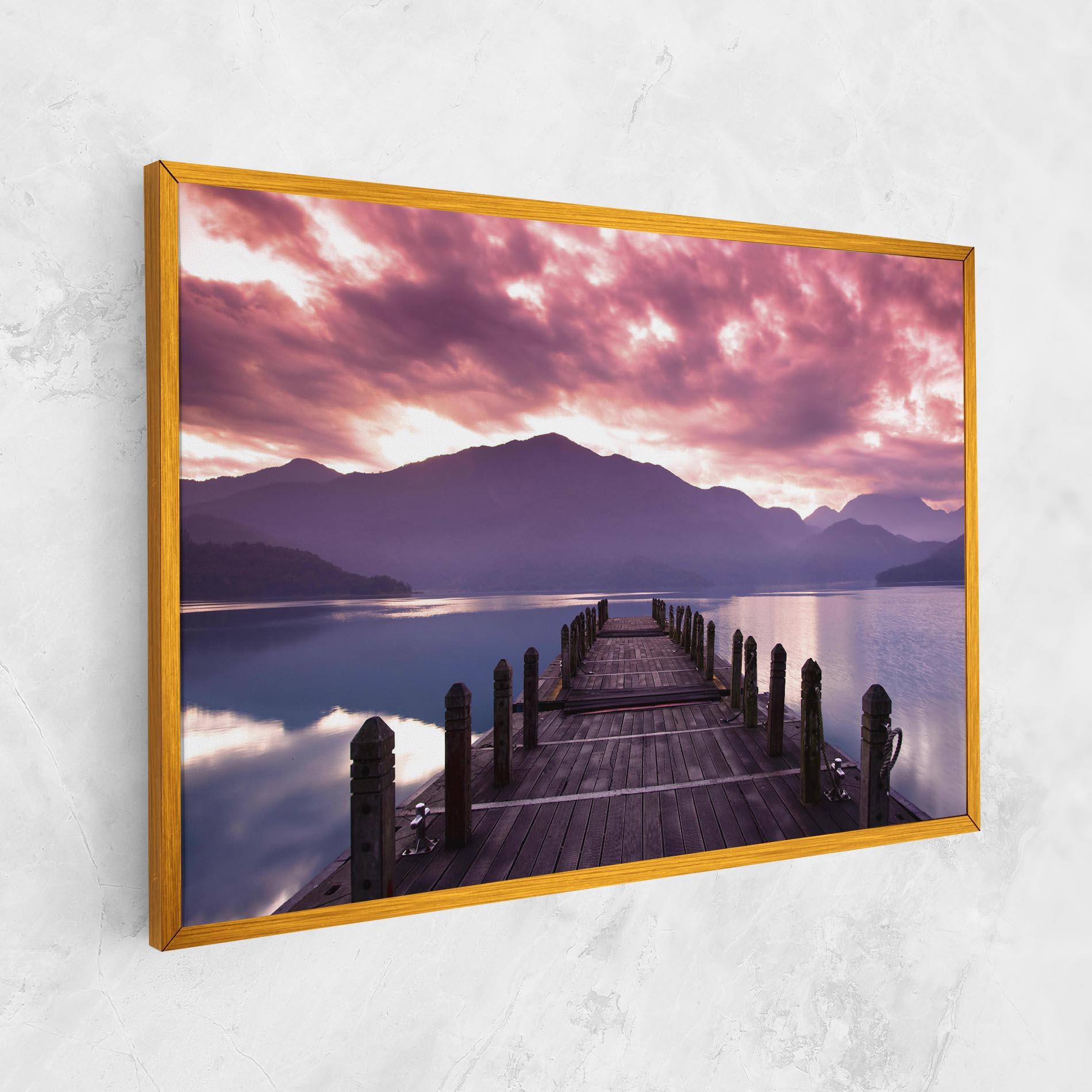 Leinwandbild Pink Sky Over The Lake mockup 1