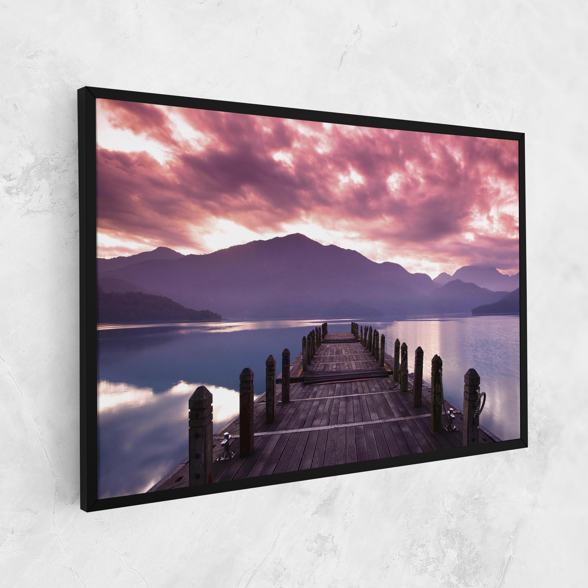 Leinwandbild Pink Sky Over The Lake mockup 1
