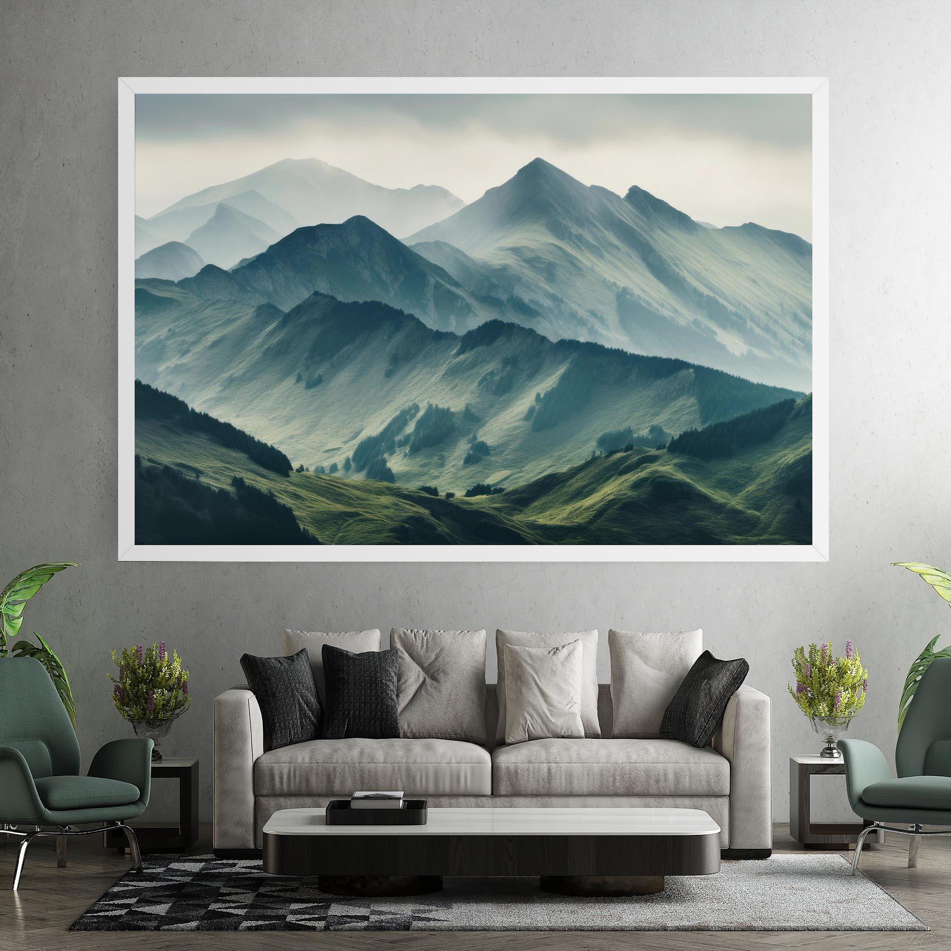 Leinwandbild Amazing Foggy Mountain mockup 7