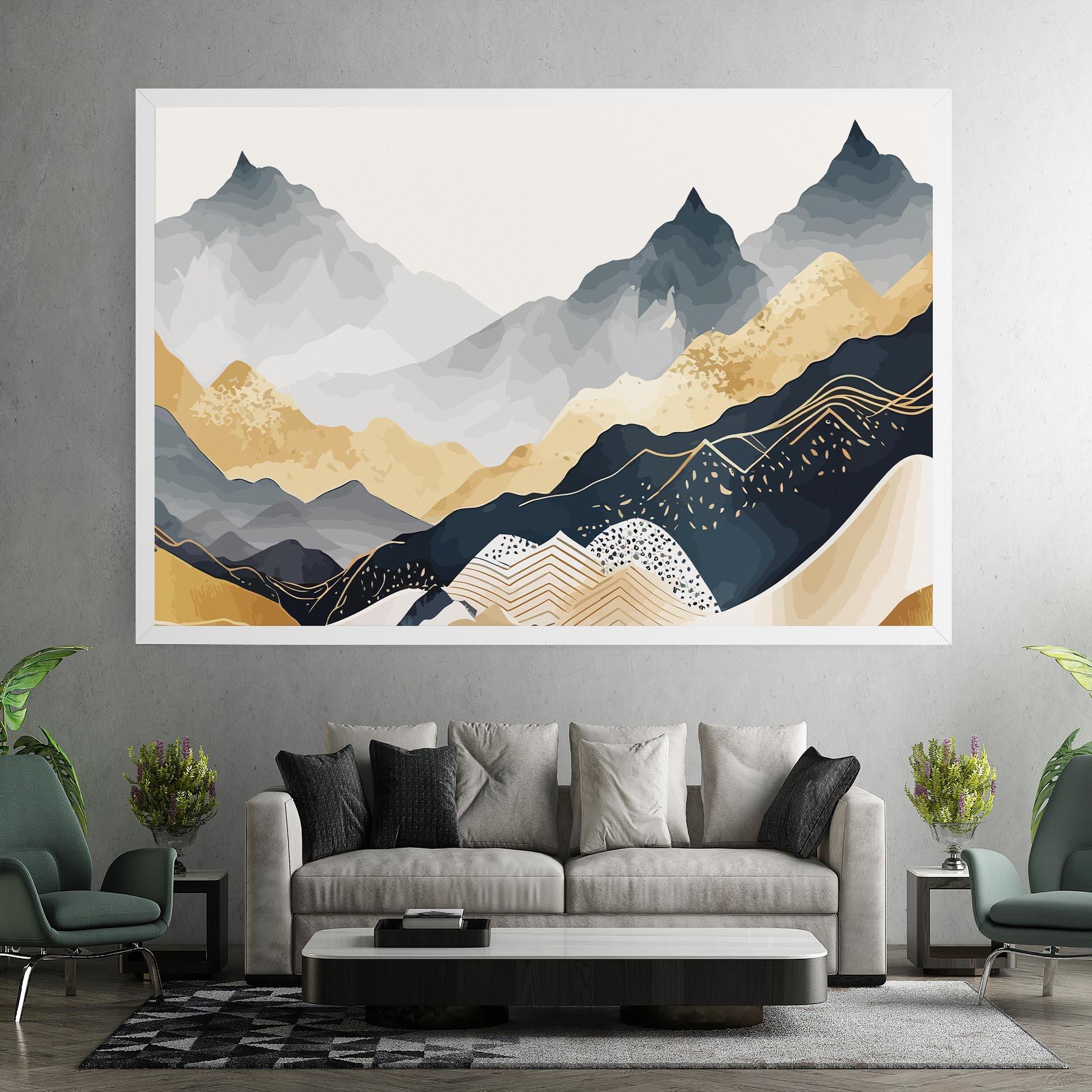 Leinwandbild Blue Gold Mountain mockup 7