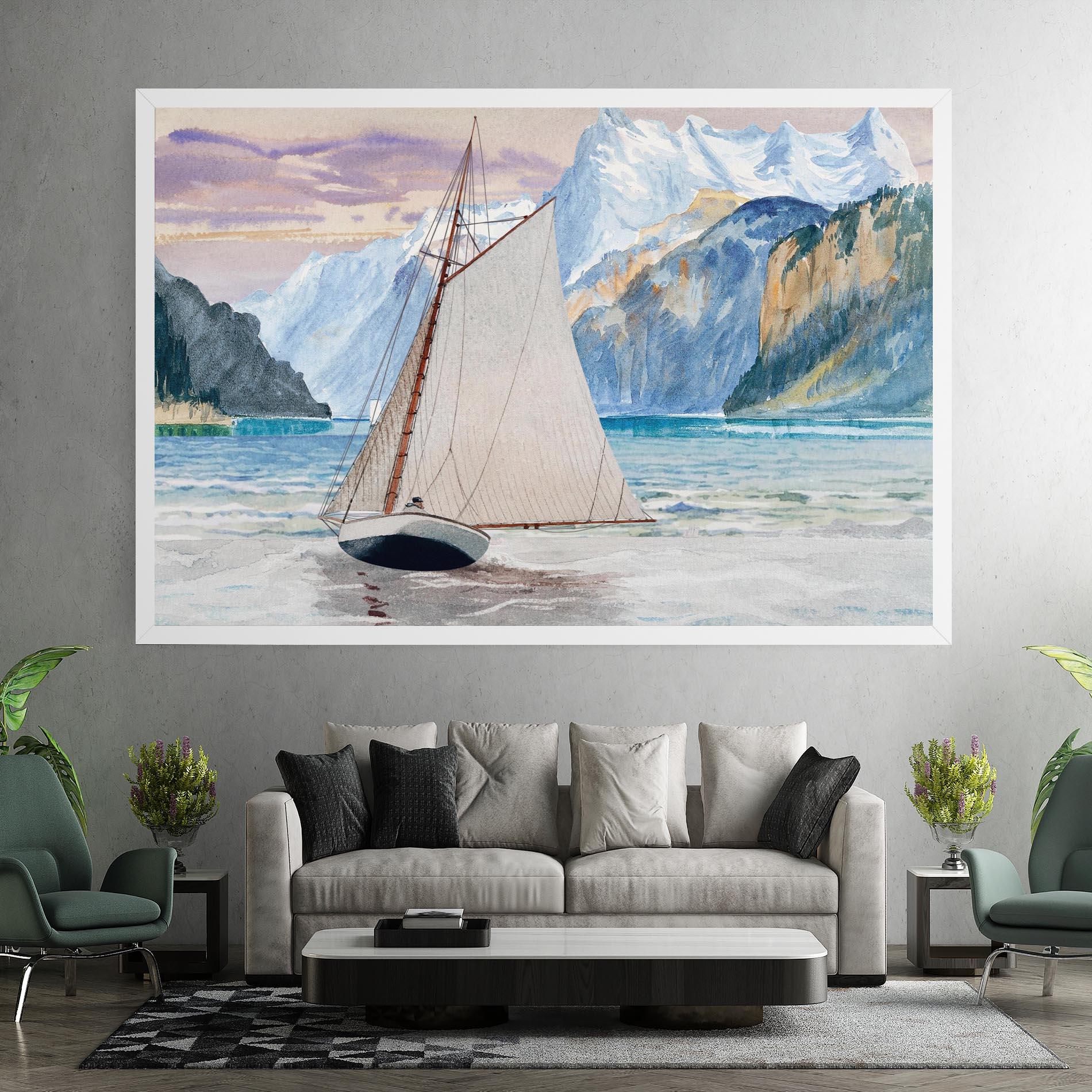Leinwandbild Boat Mountain View mockup 7
