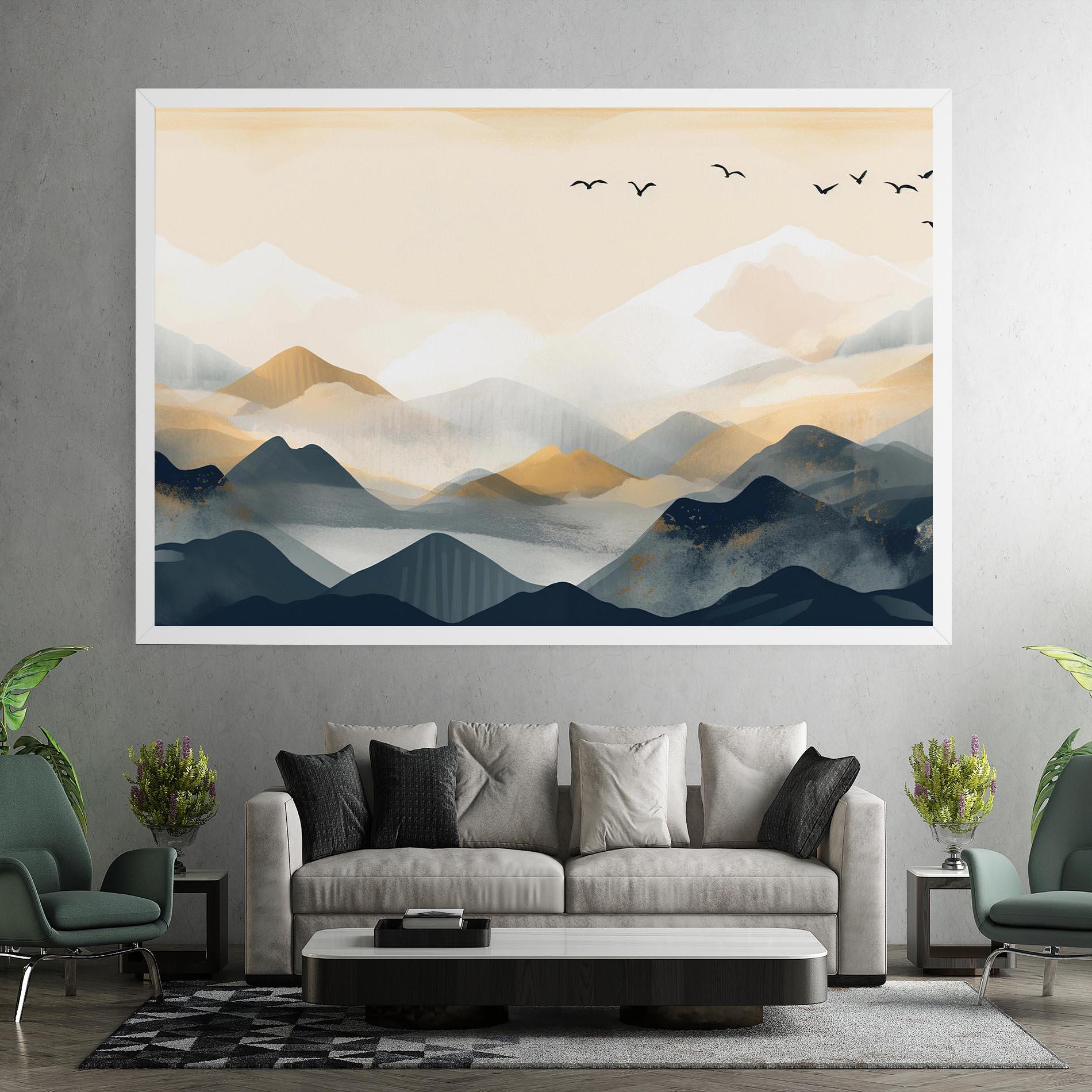 Leinwandbild Gold Foggy Blue mockup 7