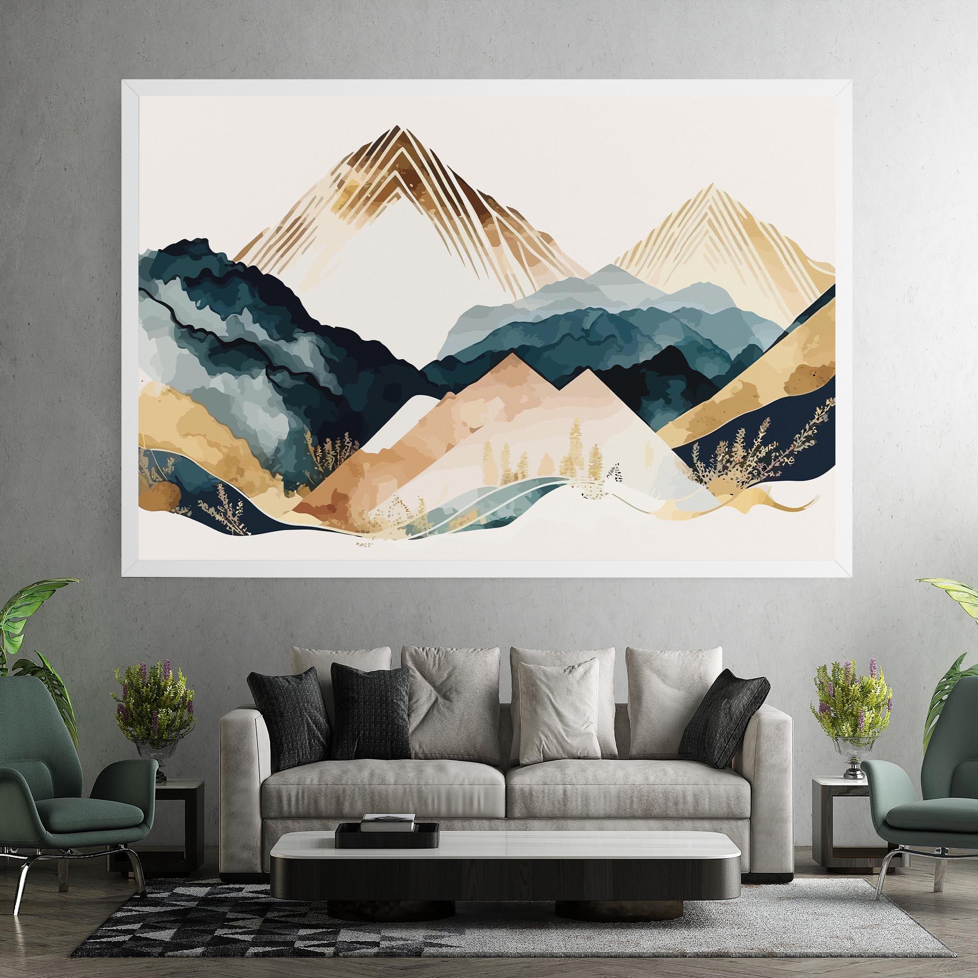 Leinwandbild Gold Green Mountain mockup 7