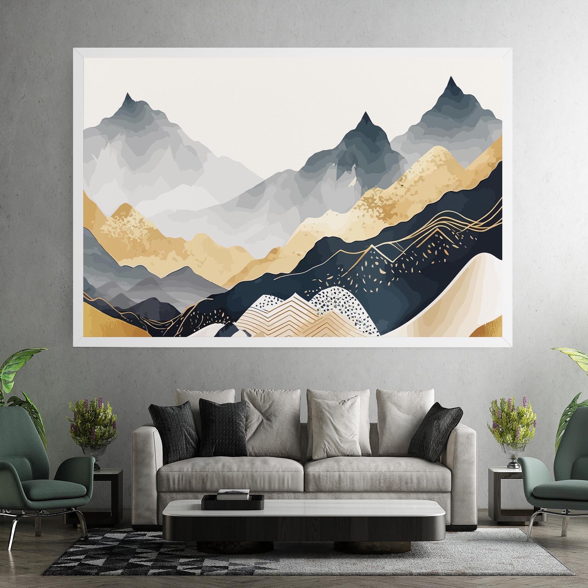 Leinwandbild Gold Grey Mountain mockup 7