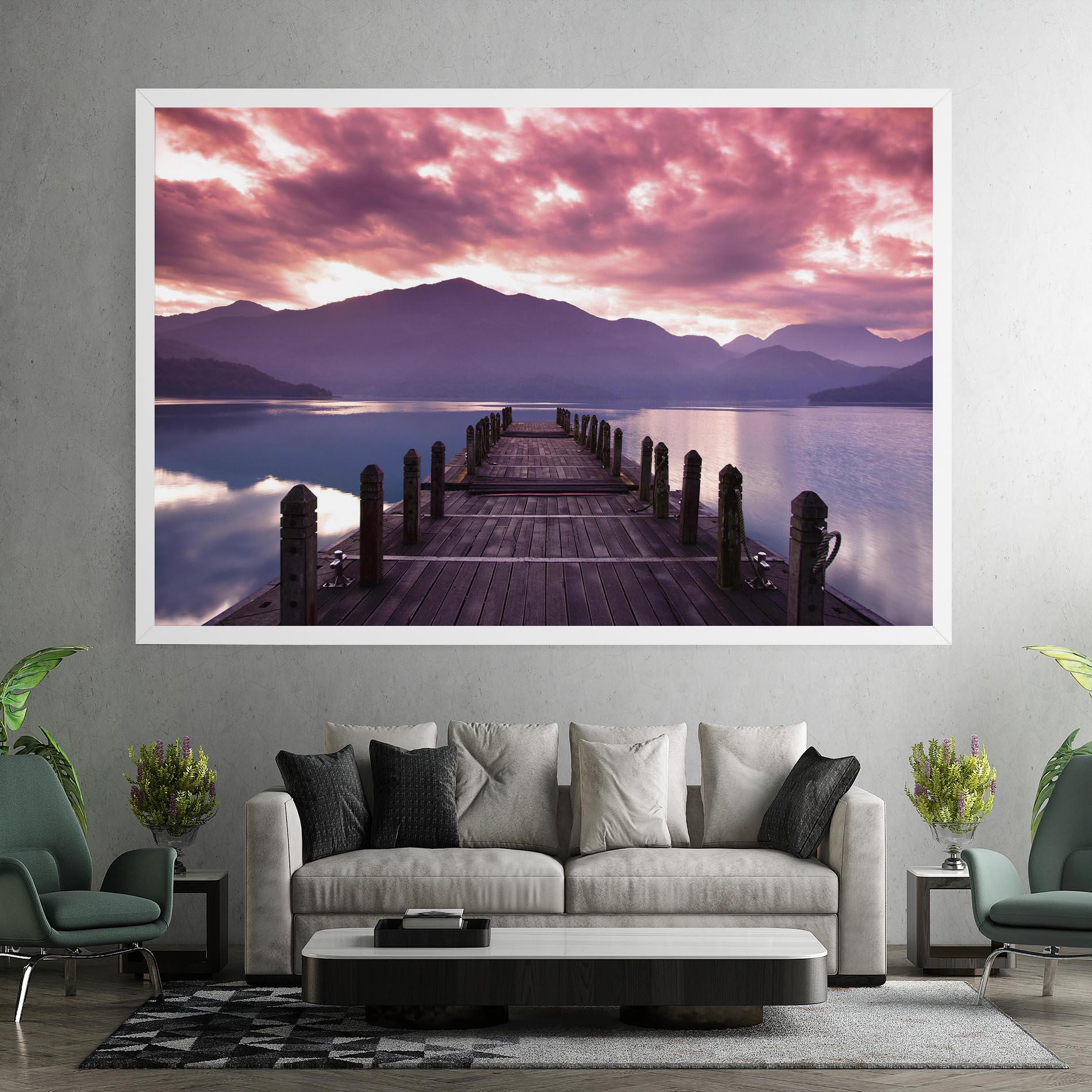 Leinwandbild Pink Sky Over The Lake mockup 7