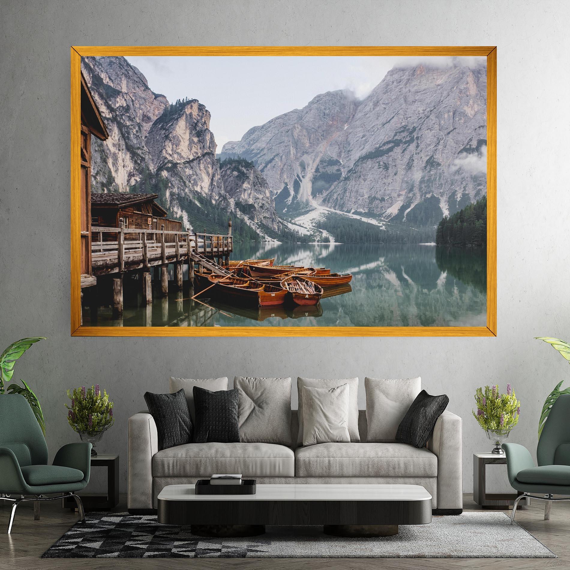 Leinwandbild Boat Lake Mountain mockup 7