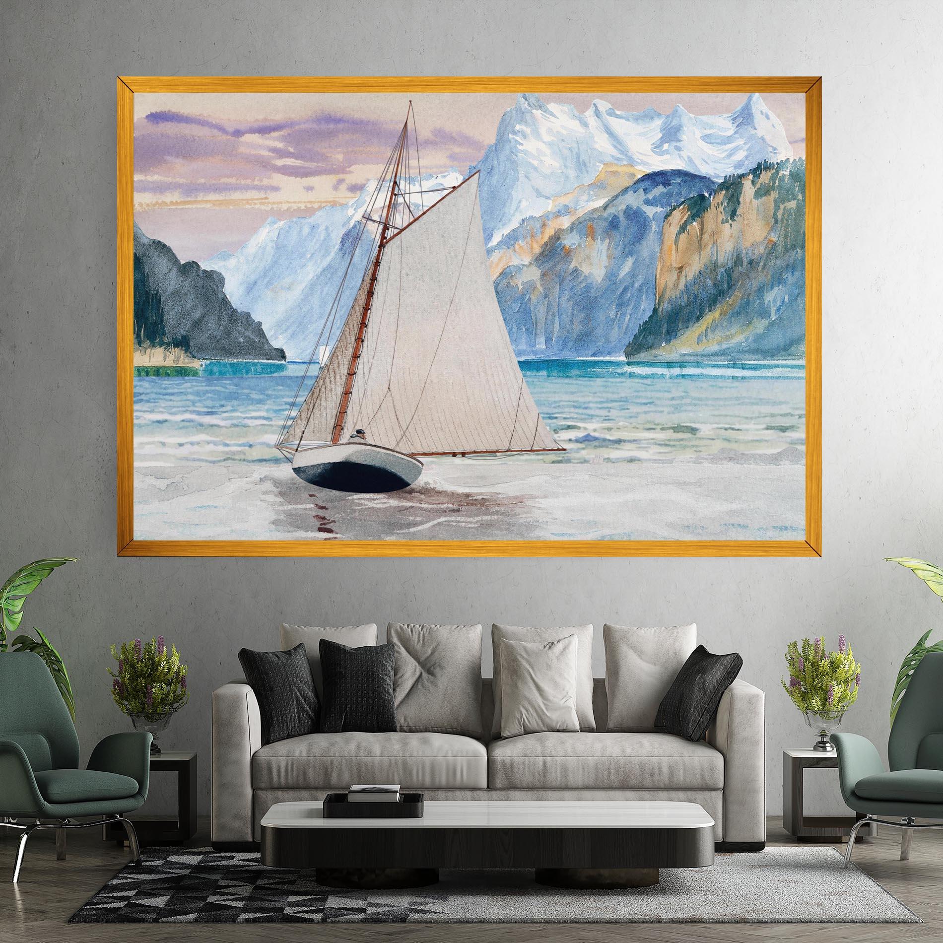 Leinwandbild Boat Mountain View mockup 7