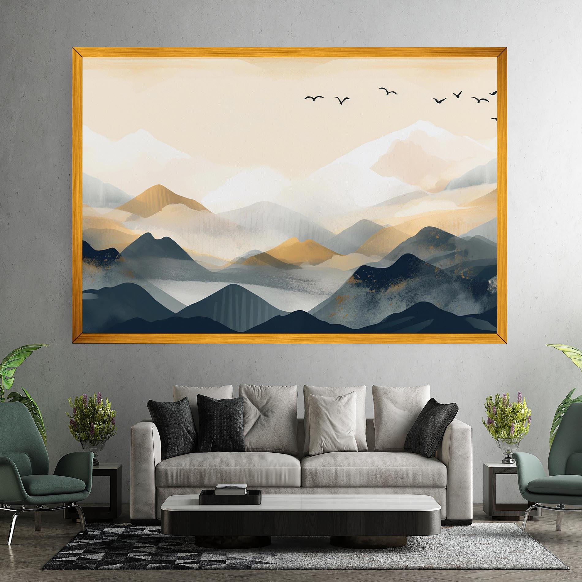 Leinwandbild Gold Foggy Blue mockup 7