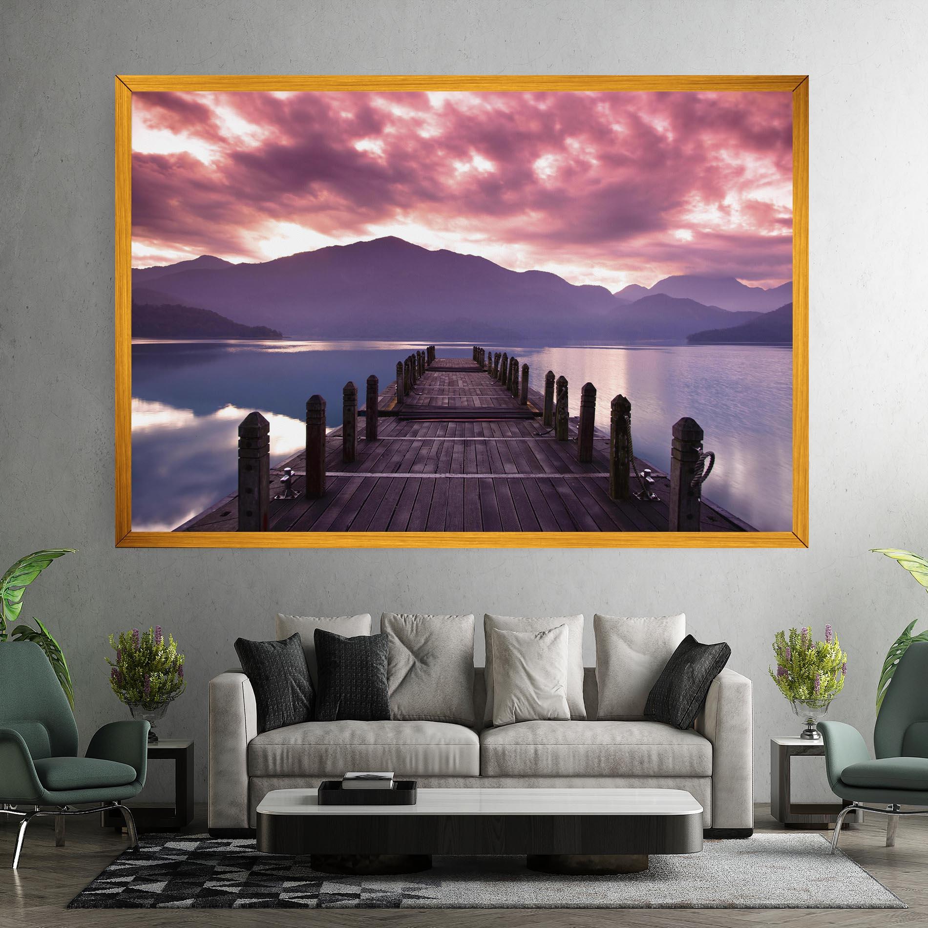 Leinwandbild Pink Sky Over The Lake mockup 7