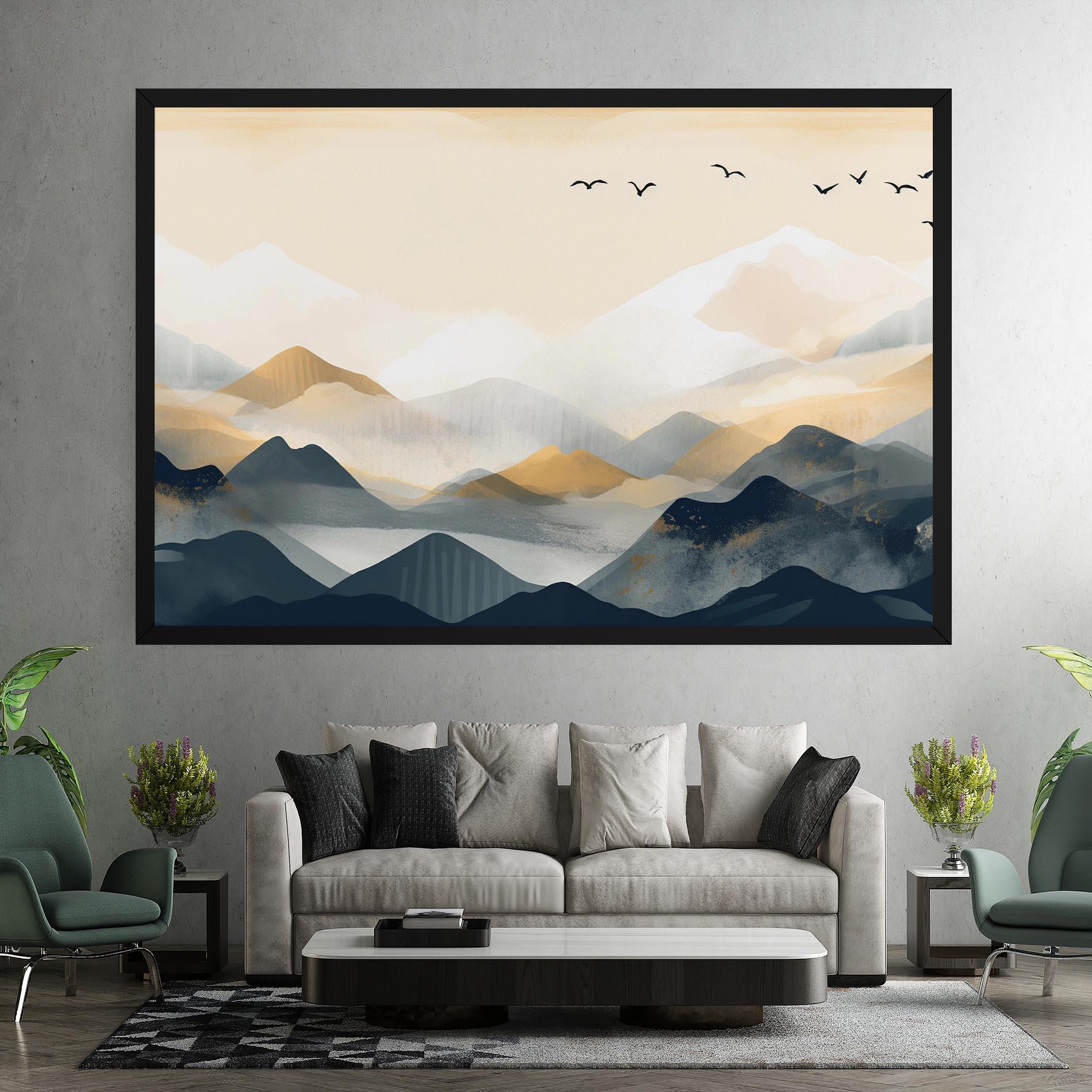 Leinwandbild Gold Foggy Blue mockup 7