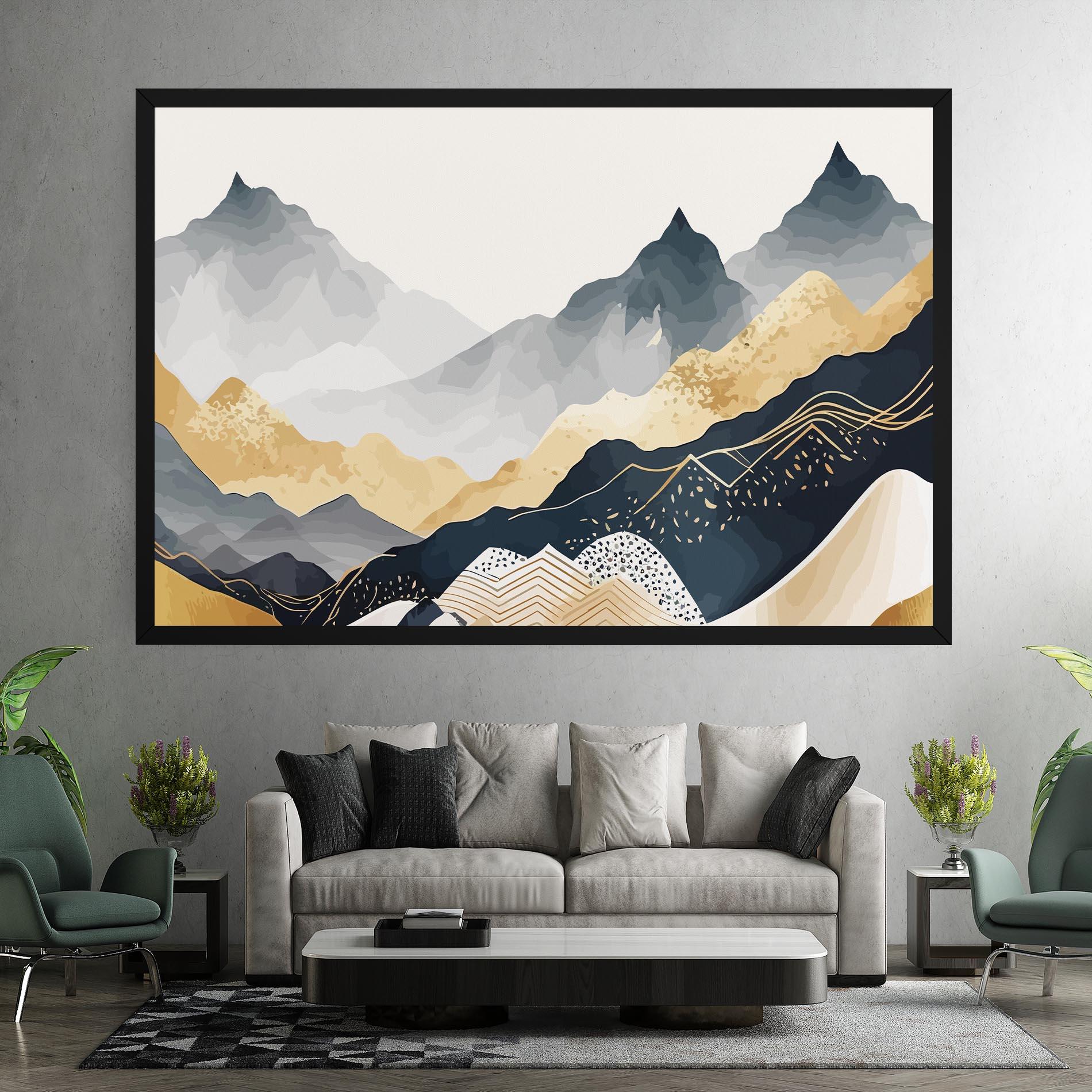 Leinwandbild Gold Grey Mountain mockup 7