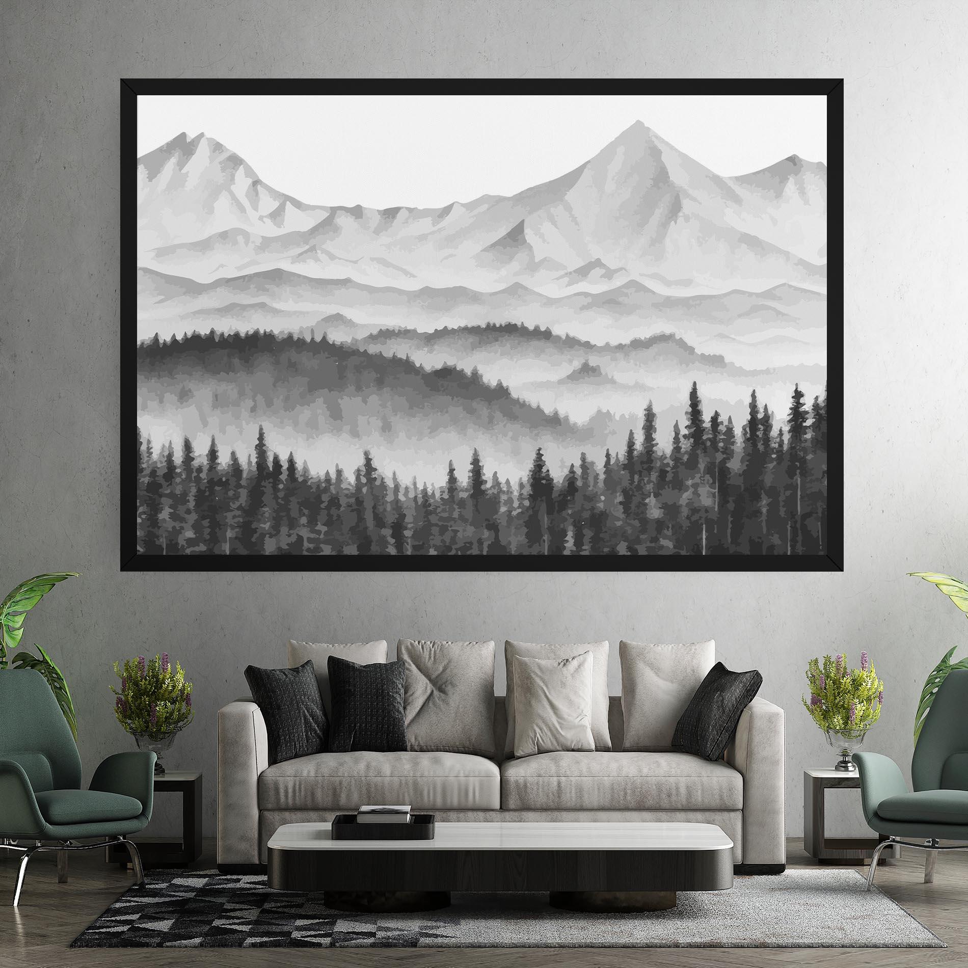 Leinwandbild Grey Mountain Drawing mockup 7