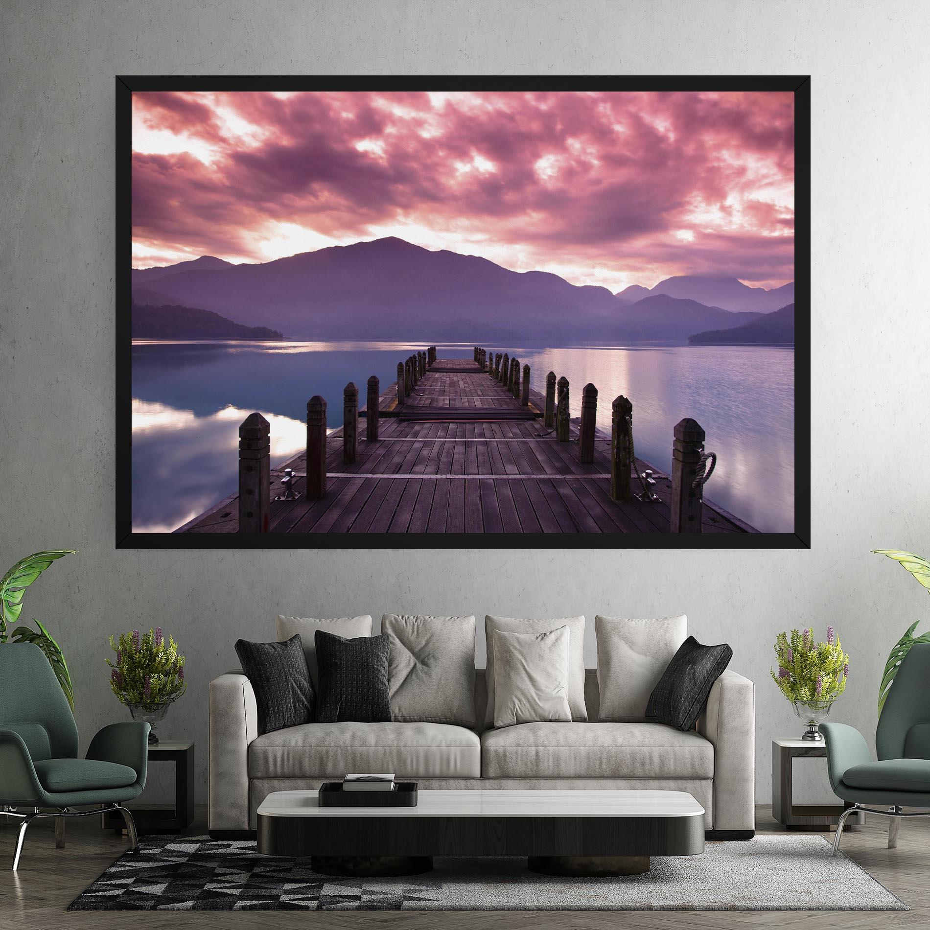 Leinwandbild Pink Sky Over The Lake mockup 7