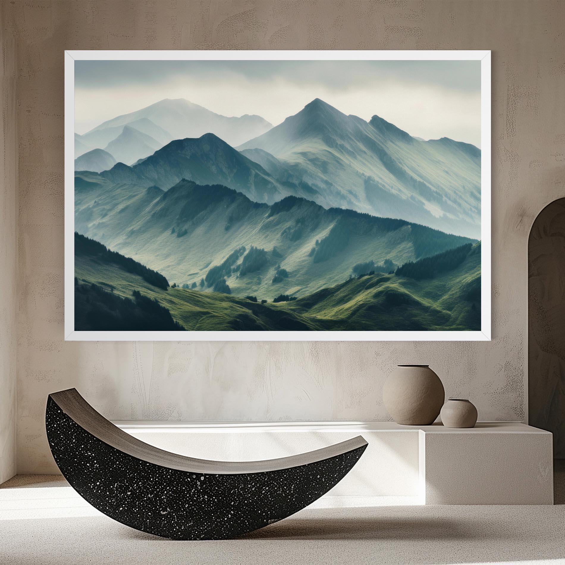 Leinwandbild Amazing Foggy Mountain mockup 8