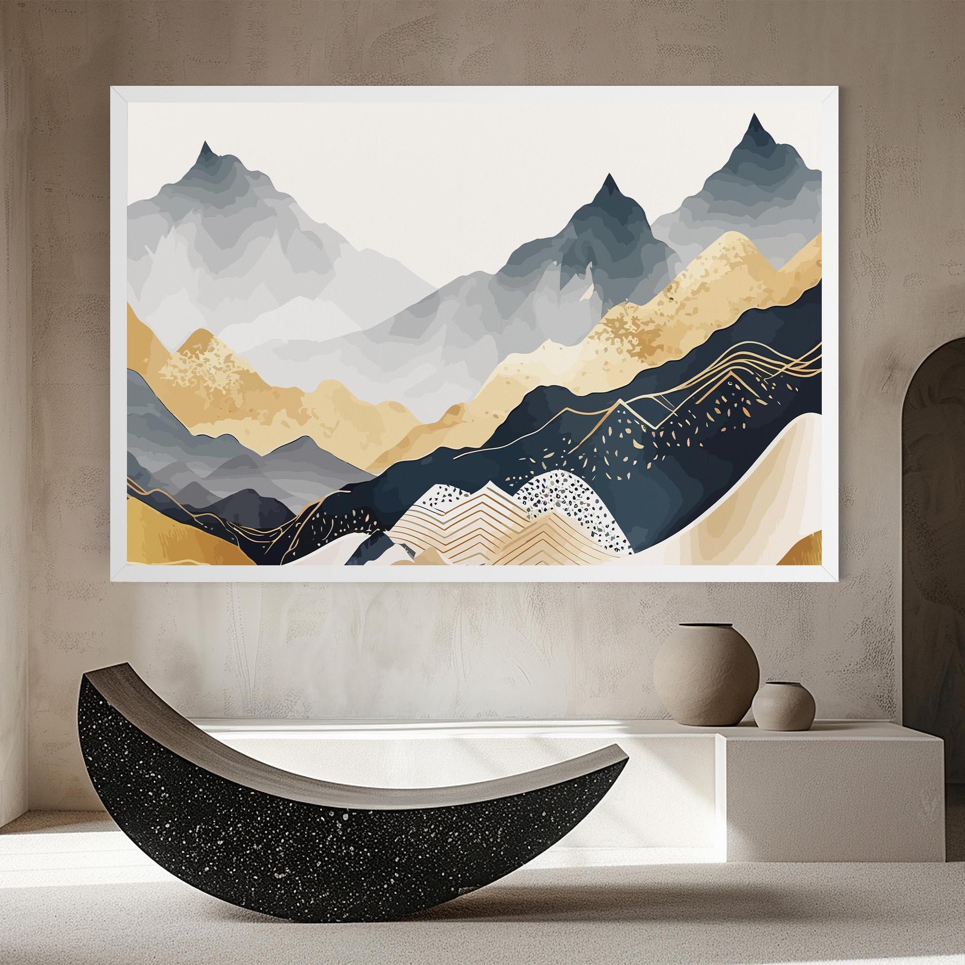 Leinwandbild Blue Gold Mountain mockup 8
