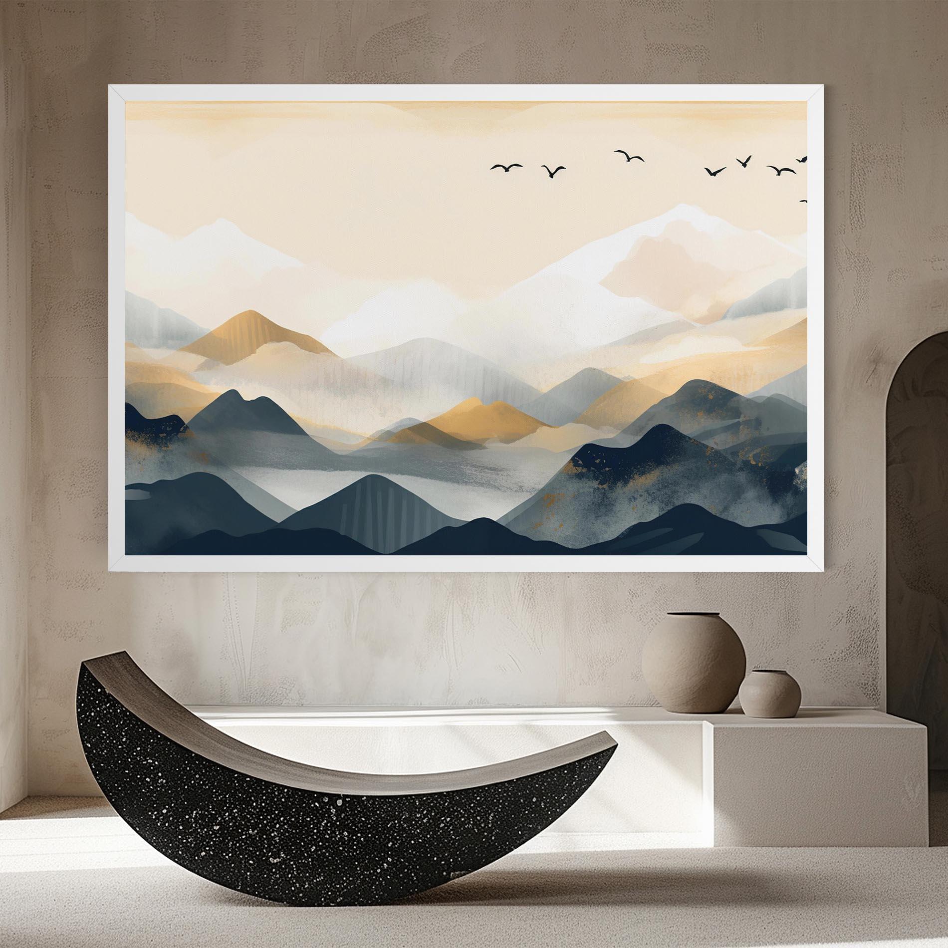 Leinwandbild Gold Foggy Blue mockup 8