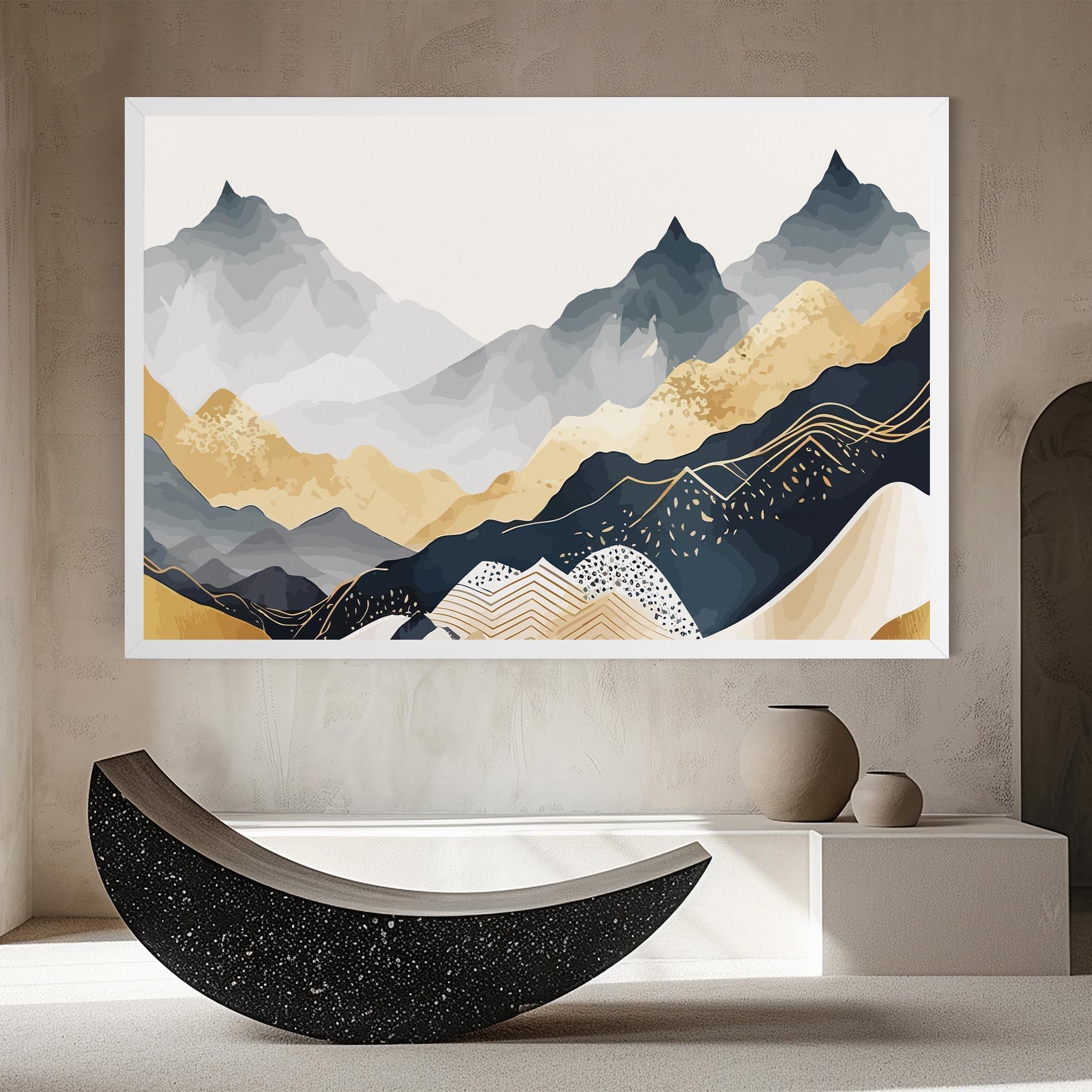 Leinwandbild Gold Grey Mountain mockup 8