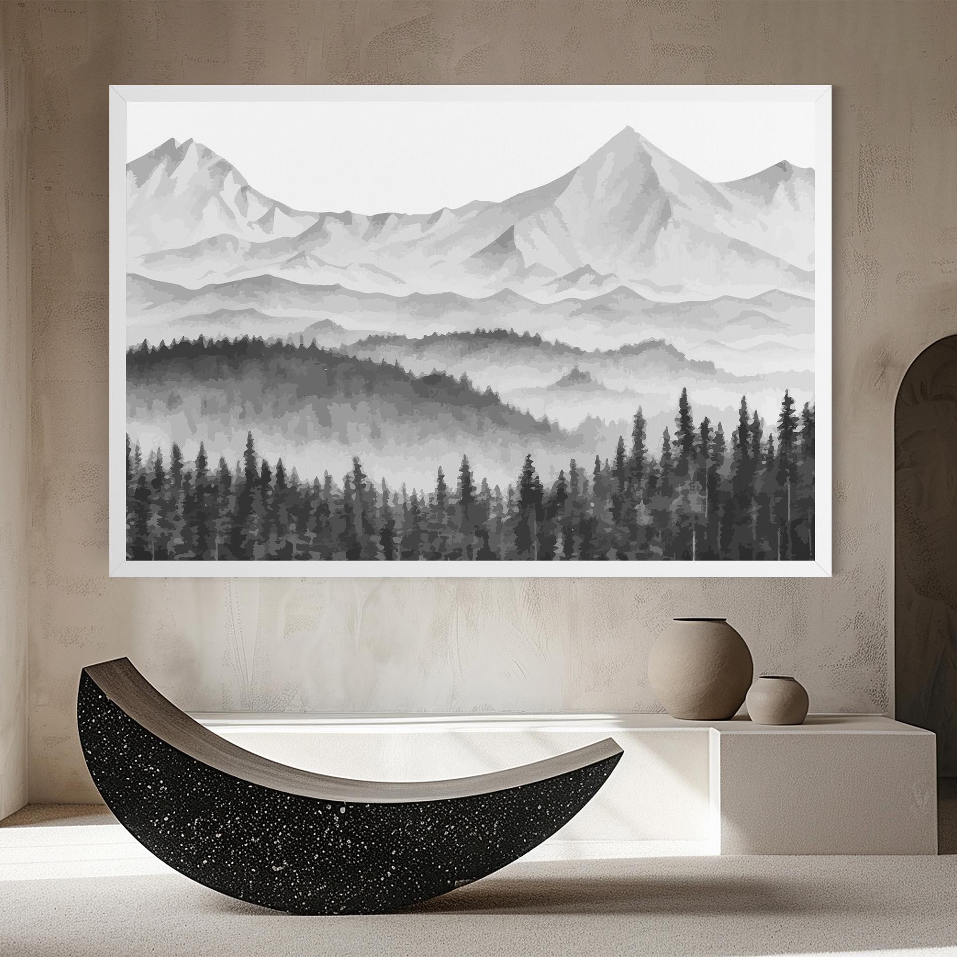 Leinwandbild Grey Mountain Drawing mockup 8