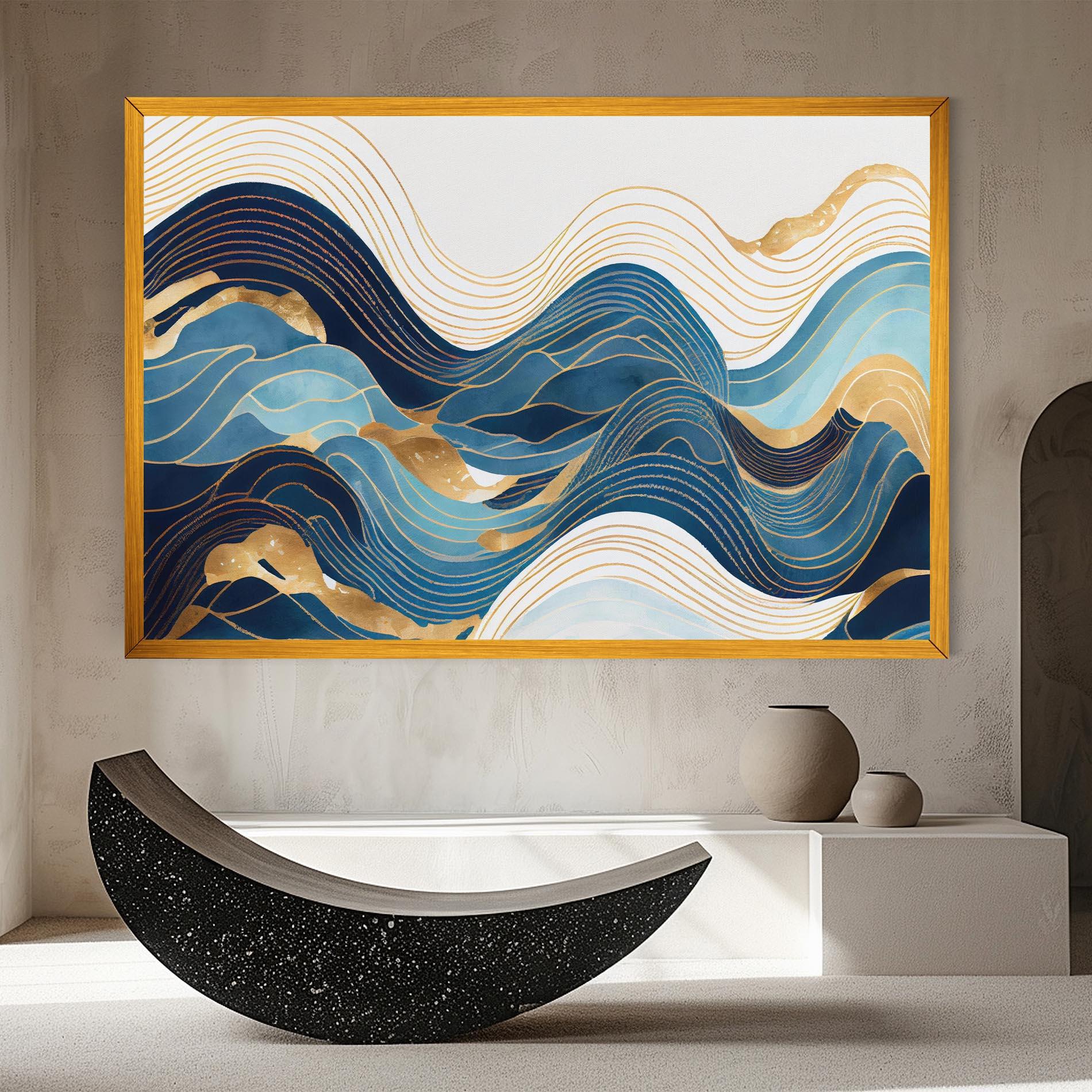 Leinwandbild Blue Wave Mountain mockup 8