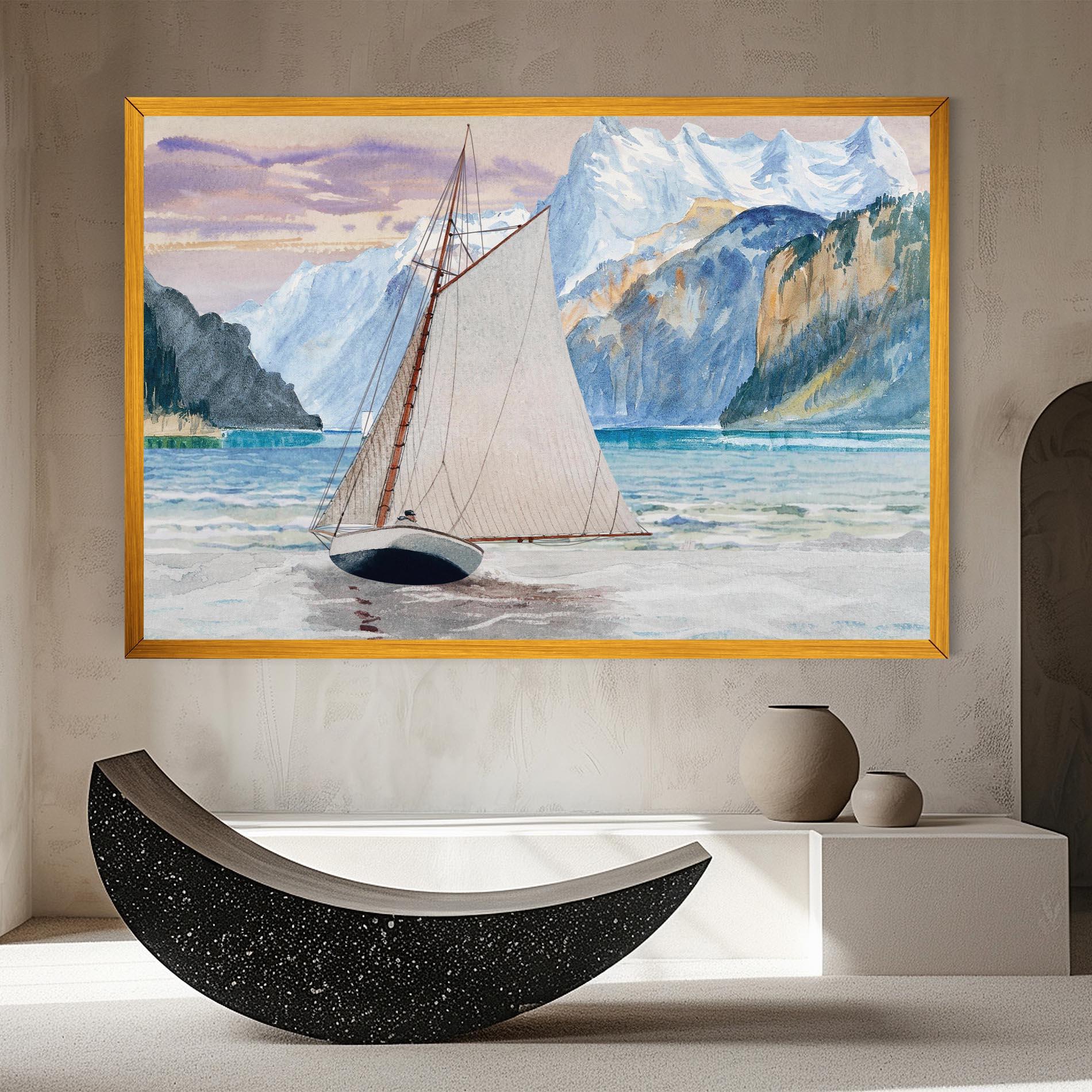 Leinwandbild Boat Mountain View mockup 8